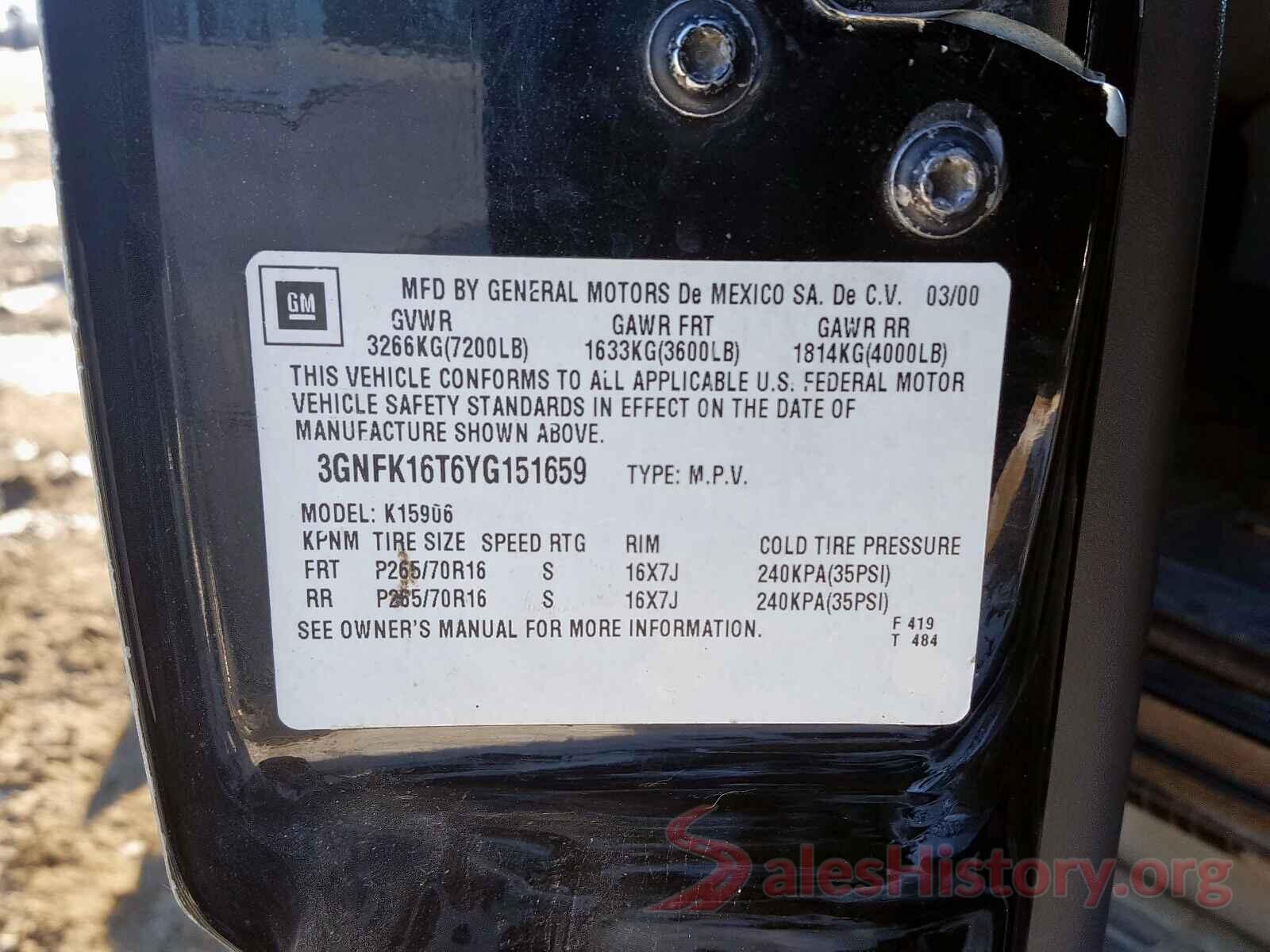 1N4AL3AP0HC159187 2000 CHEVROLET SUBURBAN