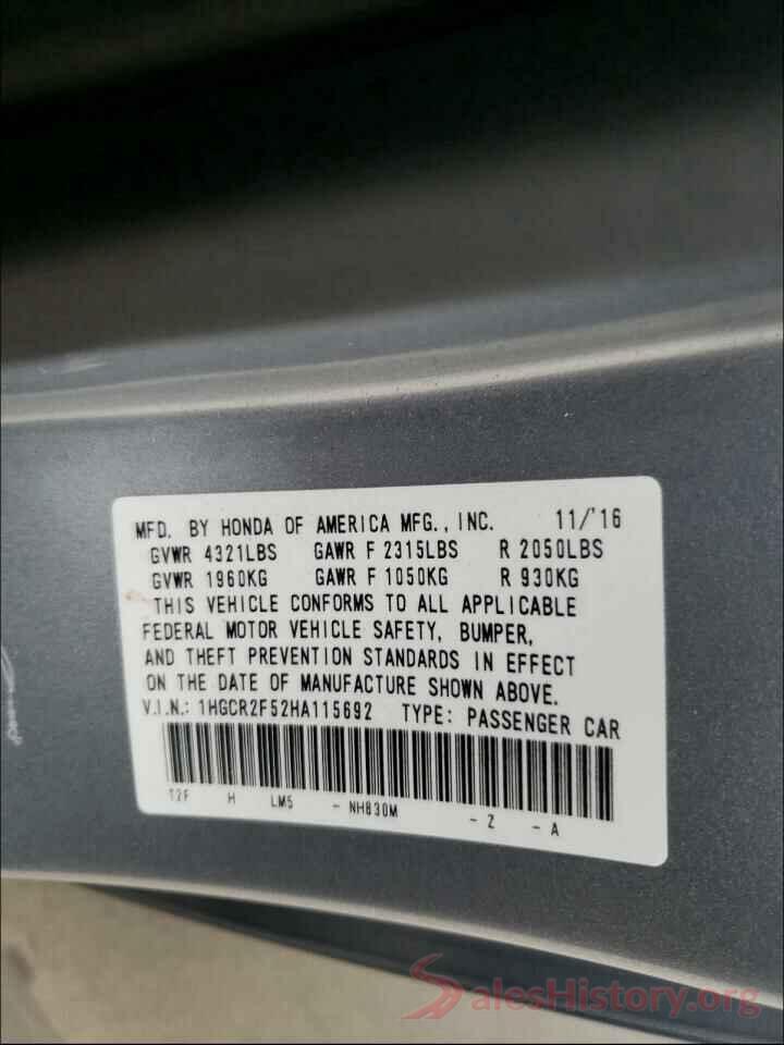 1HGCR2F52HA115692 2017 HONDA ACCORD