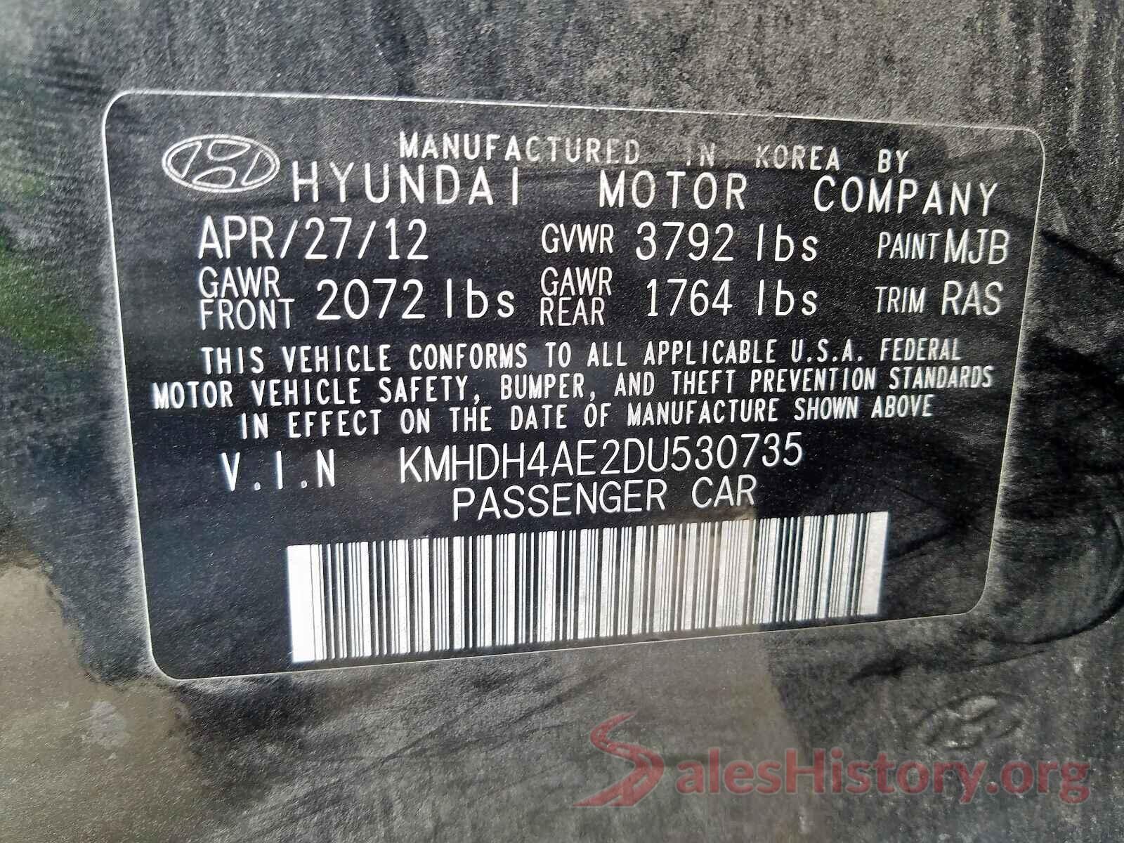 1C4PJLDB1GW265946 2013 HYUNDAI ELANTRA