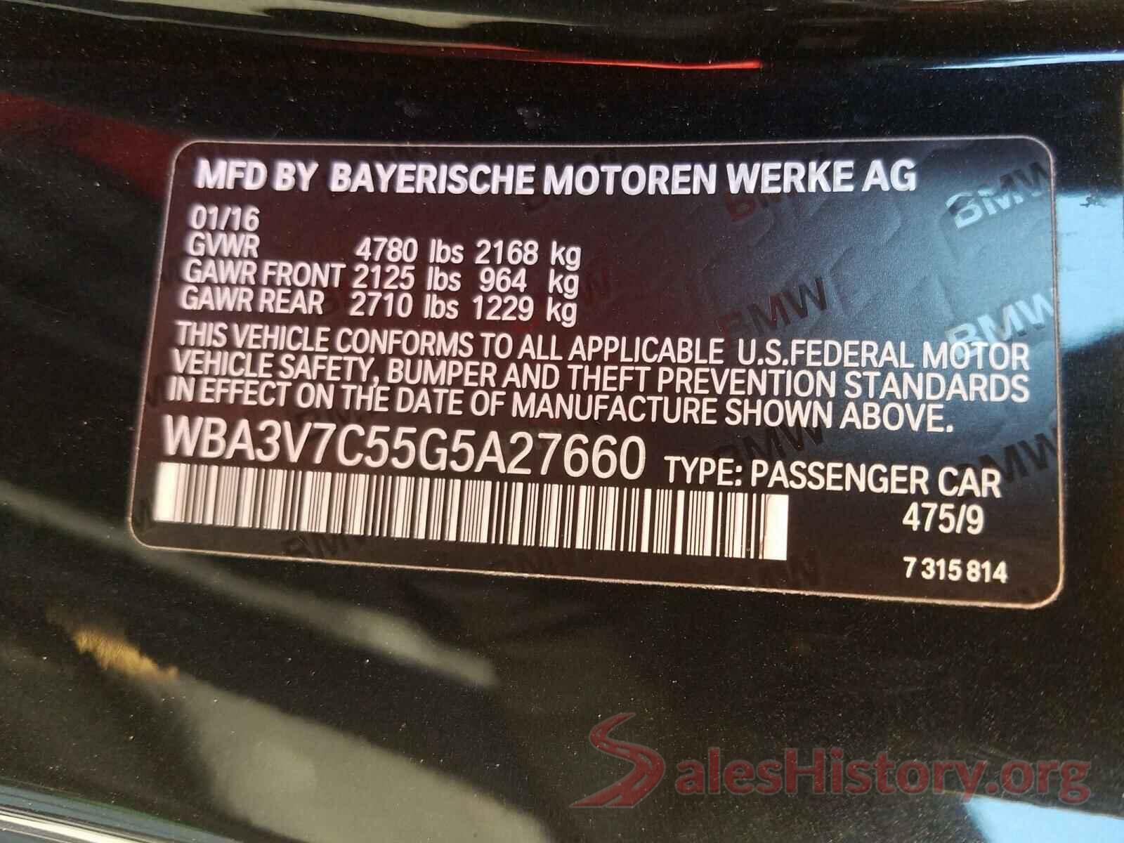 WBA3V7C55G5A27660 2016 BMW 4 SERIES