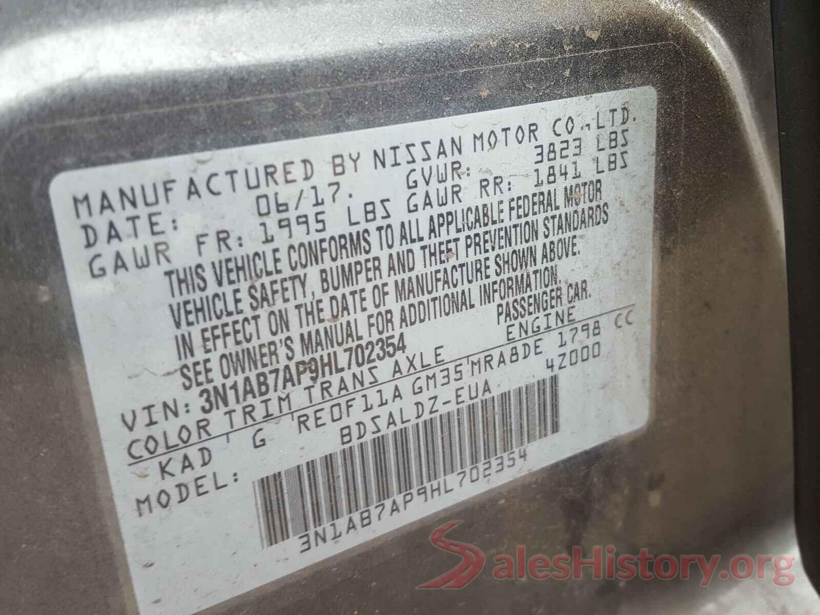 3N1AB7AP9HL702354 2017 NISSAN SENTRA