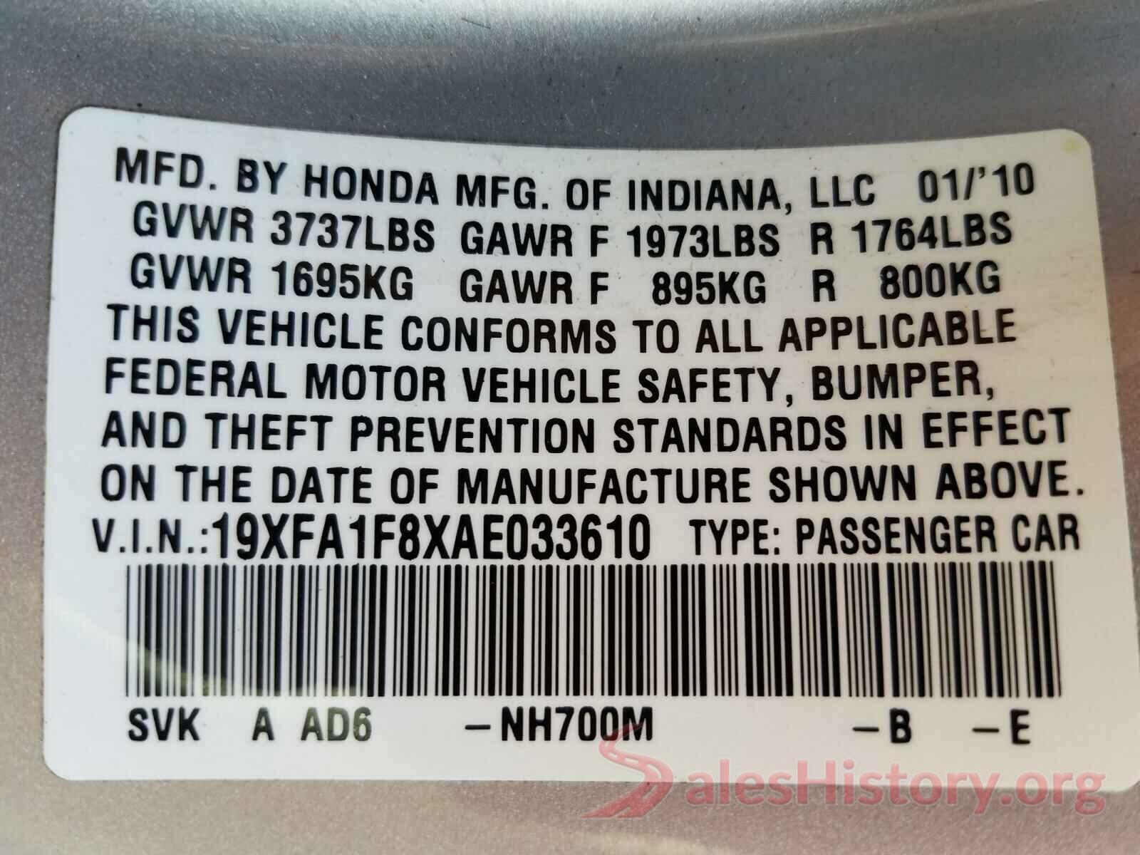 4T1K61AK0MU519363 2010 HONDA CIVIC