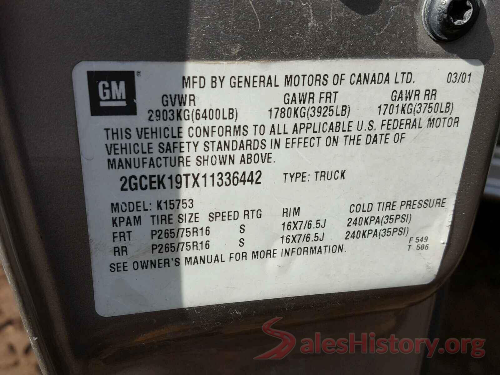 5NPE34AF7HH538507 2001 CHEVROLET SILVERADO