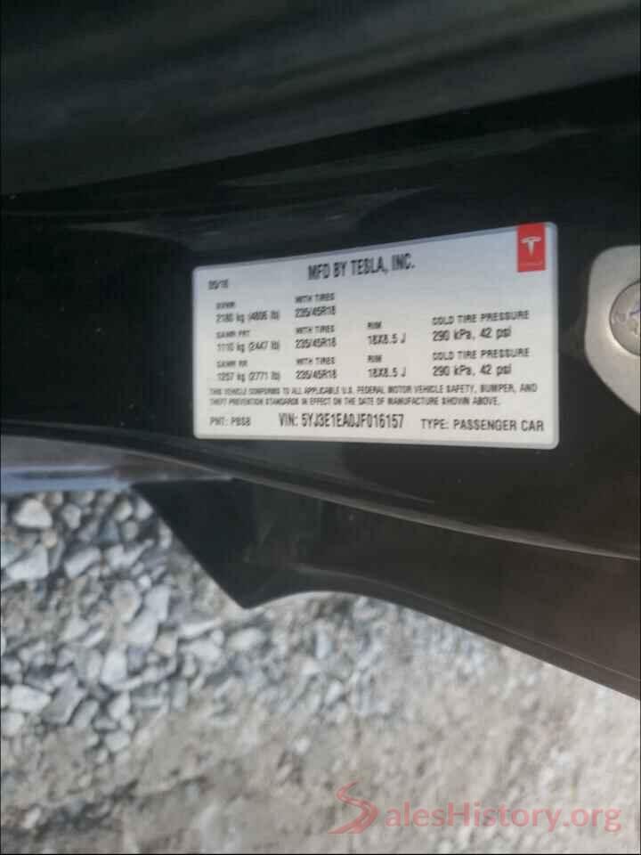 5YJ3E1EA0JF016157 2018 TESLA MODEL 3