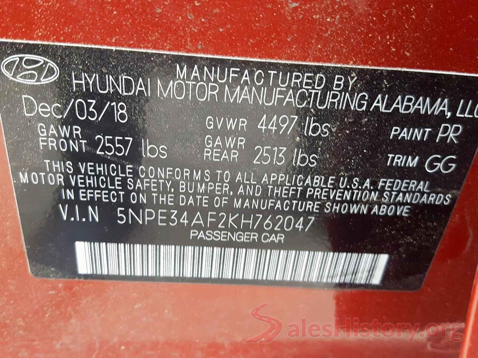 5NPE34AF2KH762047 2019 HYUNDAI SONATA