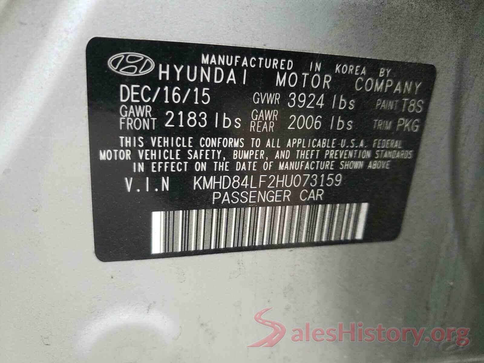 KMHD84LF2HU073159 2017 HYUNDAI ELANTRA