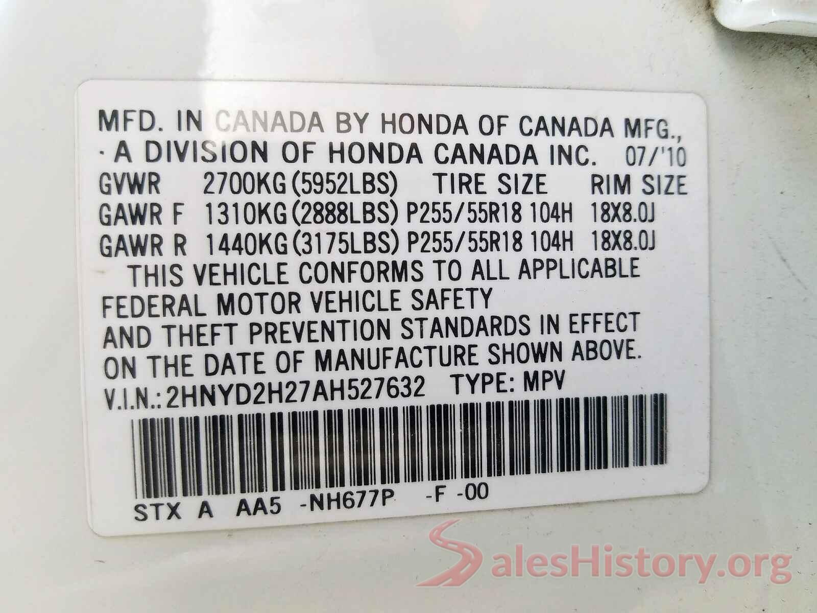 1HGCR3F9XHA017941 2010 ACURA MDX