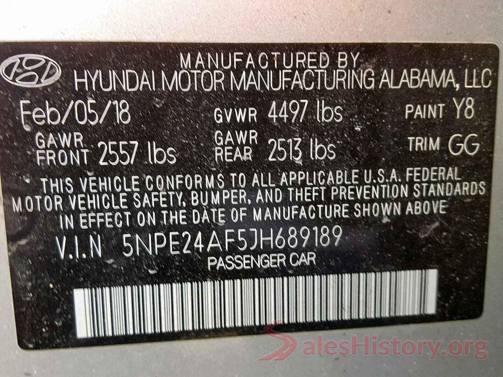 3N1AB7AP5JY322551 2018 HYUNDAI SONATA