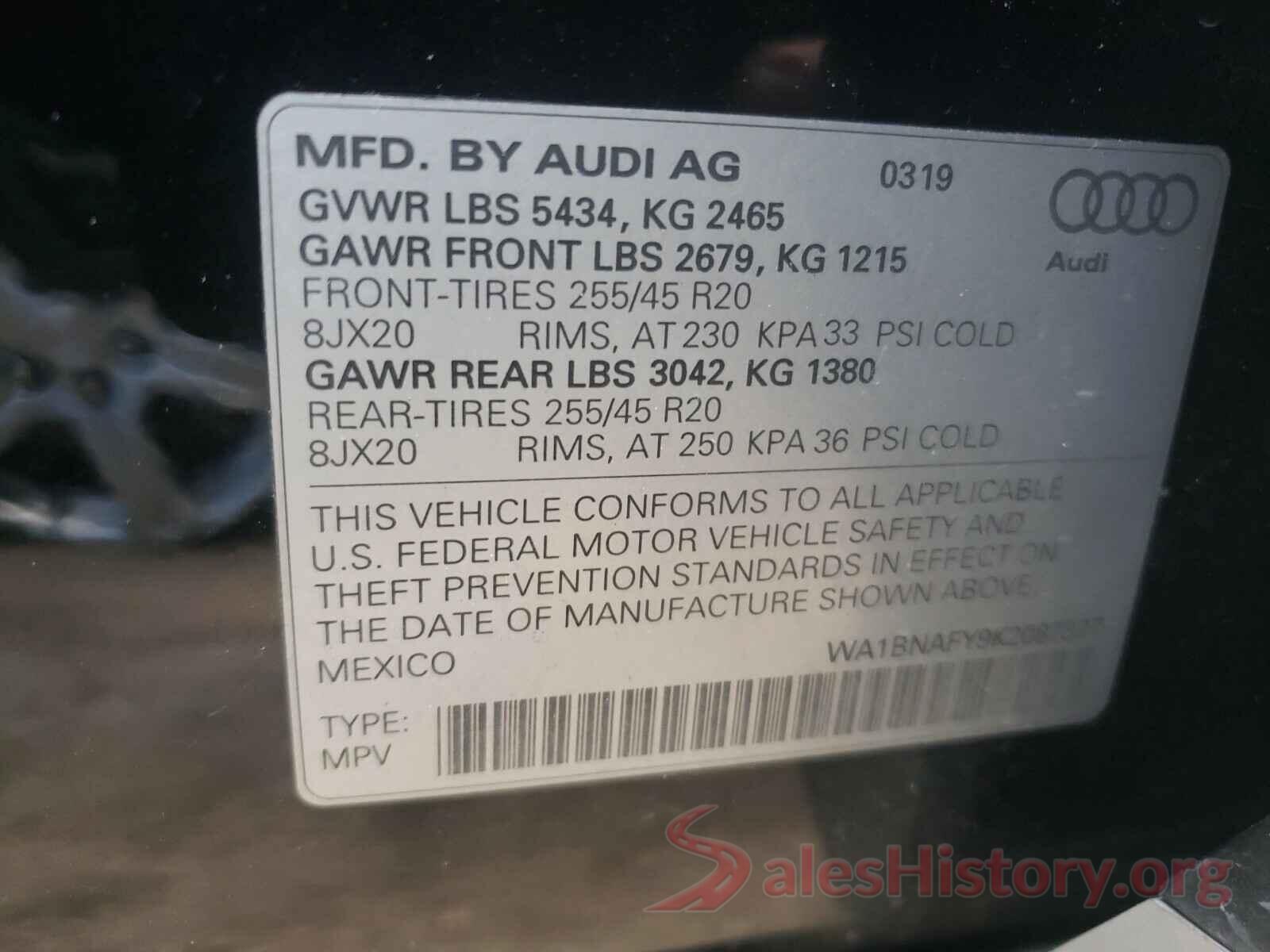 WA1BNAFY9K2087377 2019 AUDI Q5