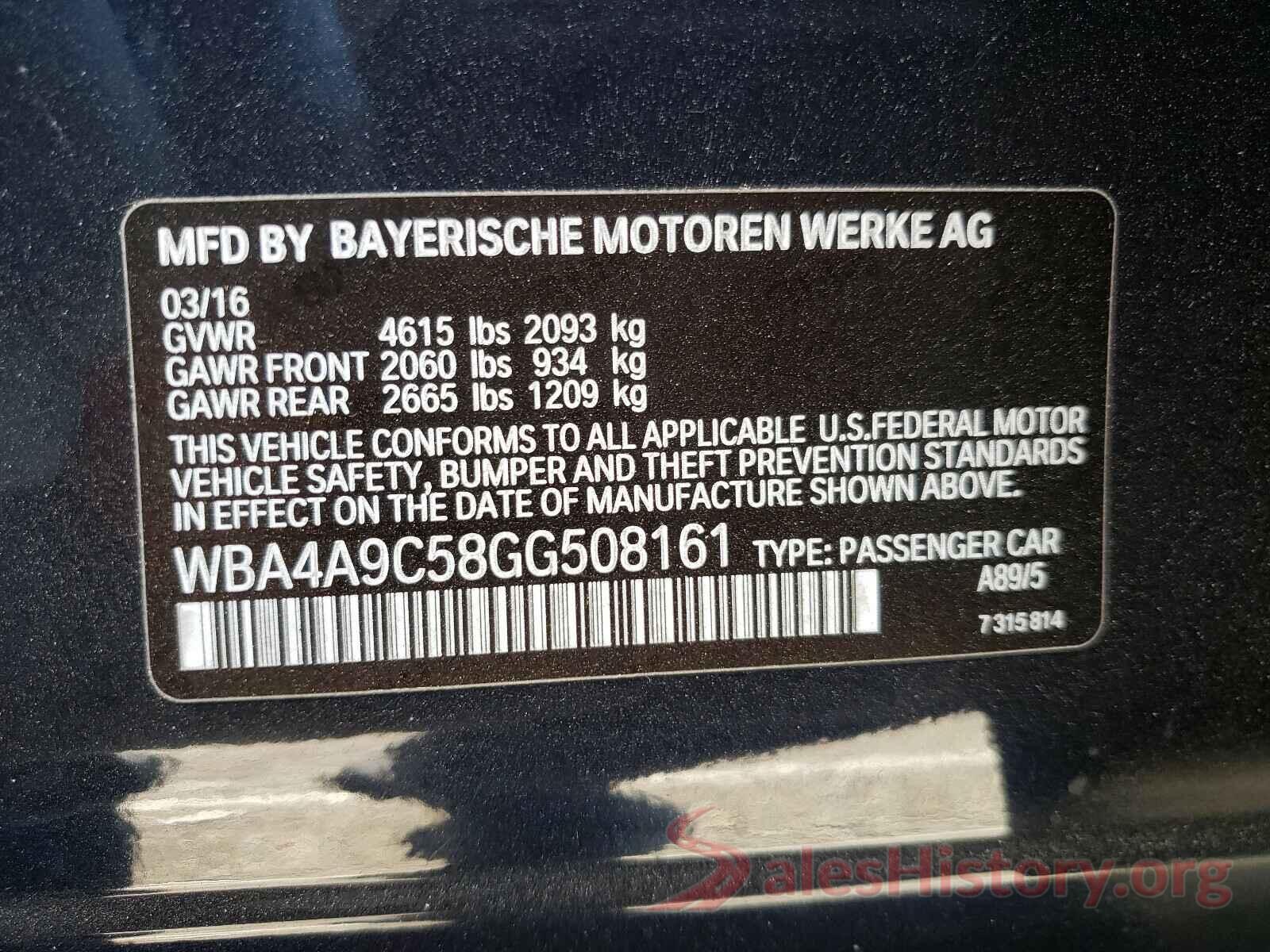 WBA4A9C58GG508161 2016 BMW 4 SERIES