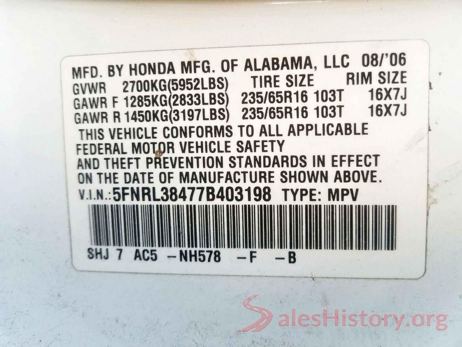 4JGDA5GB2GA683175 2007 HONDA ODYSSEY