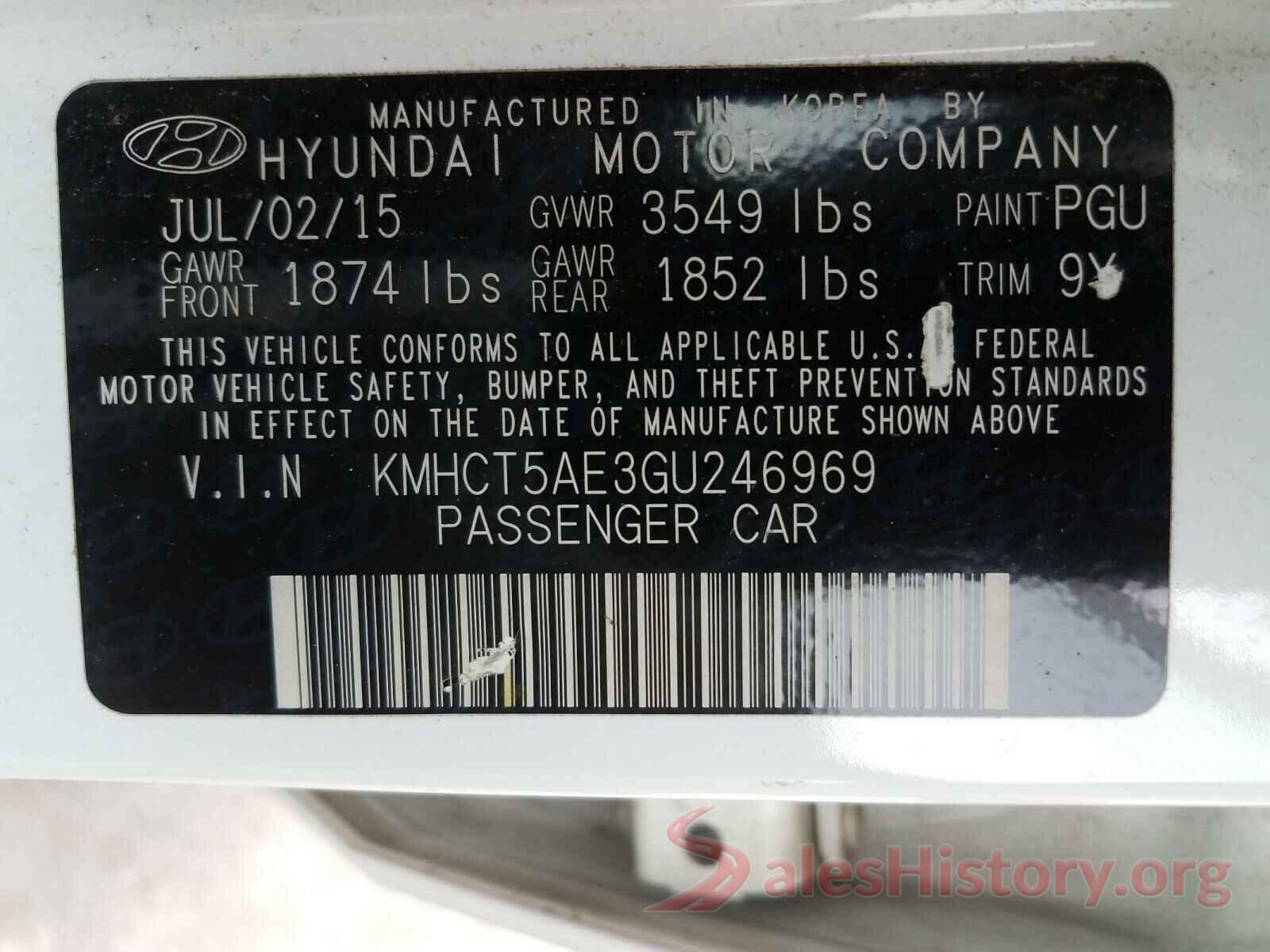 KMHCT5AE3GU246969 2016 HYUNDAI ACCENT