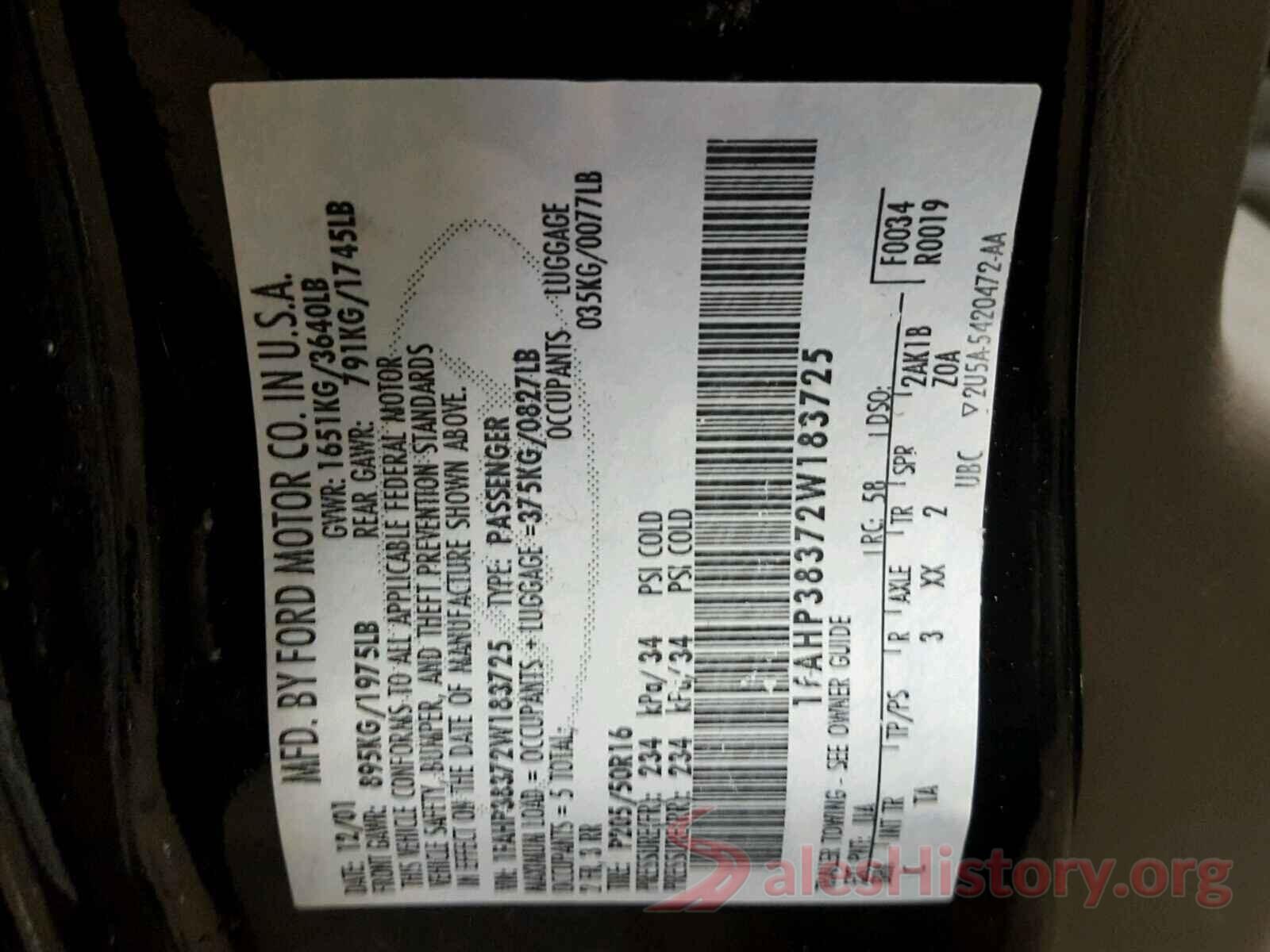 1N4BL4EV7LC159098 2002 FORD FOCUS