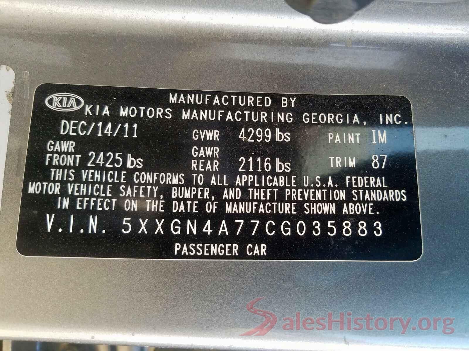 3VWC57BU5KM128819 2012 KIA OPTIMA