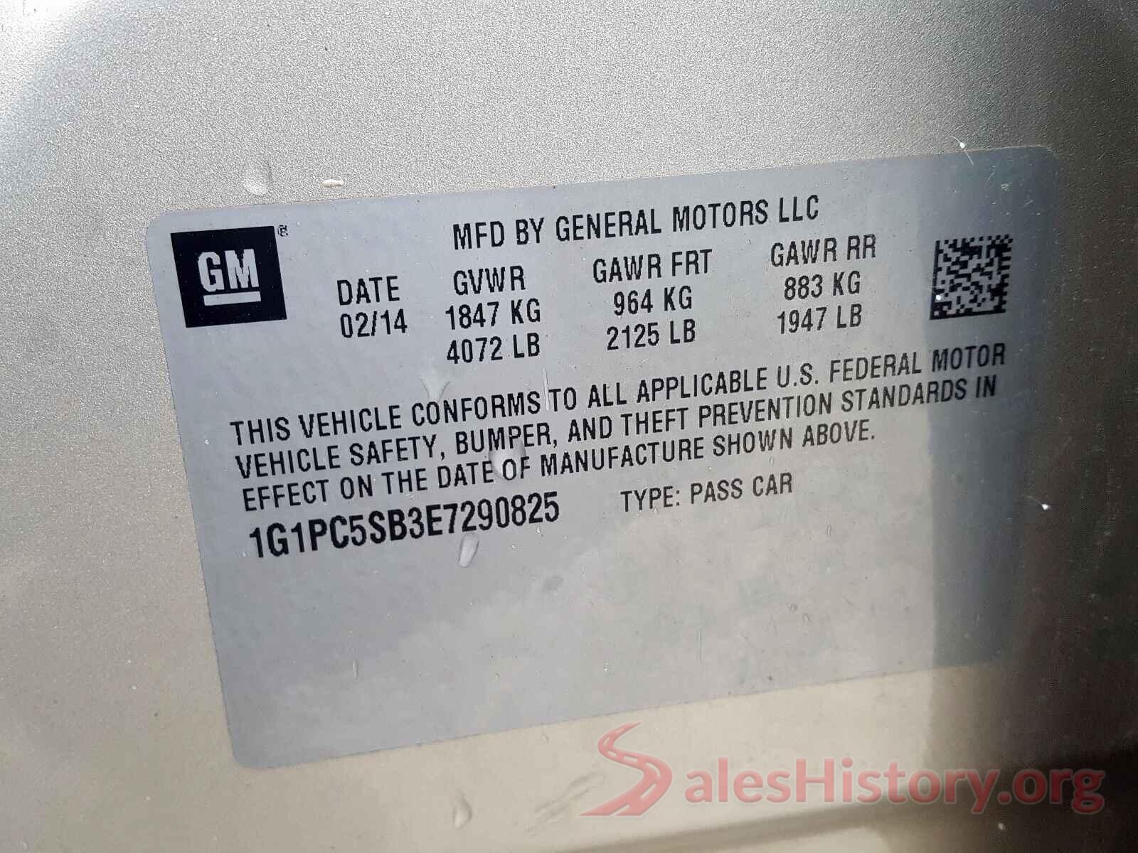 1G1105S33HU183786 2014 CHEVROLET CRUZE