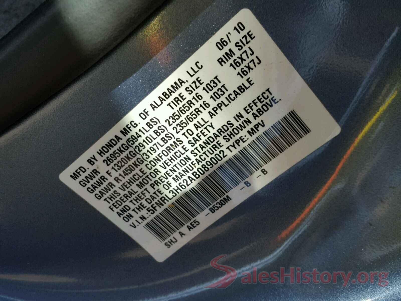 JM3KE2CY1G0807569 2010 HONDA ODYSSEY