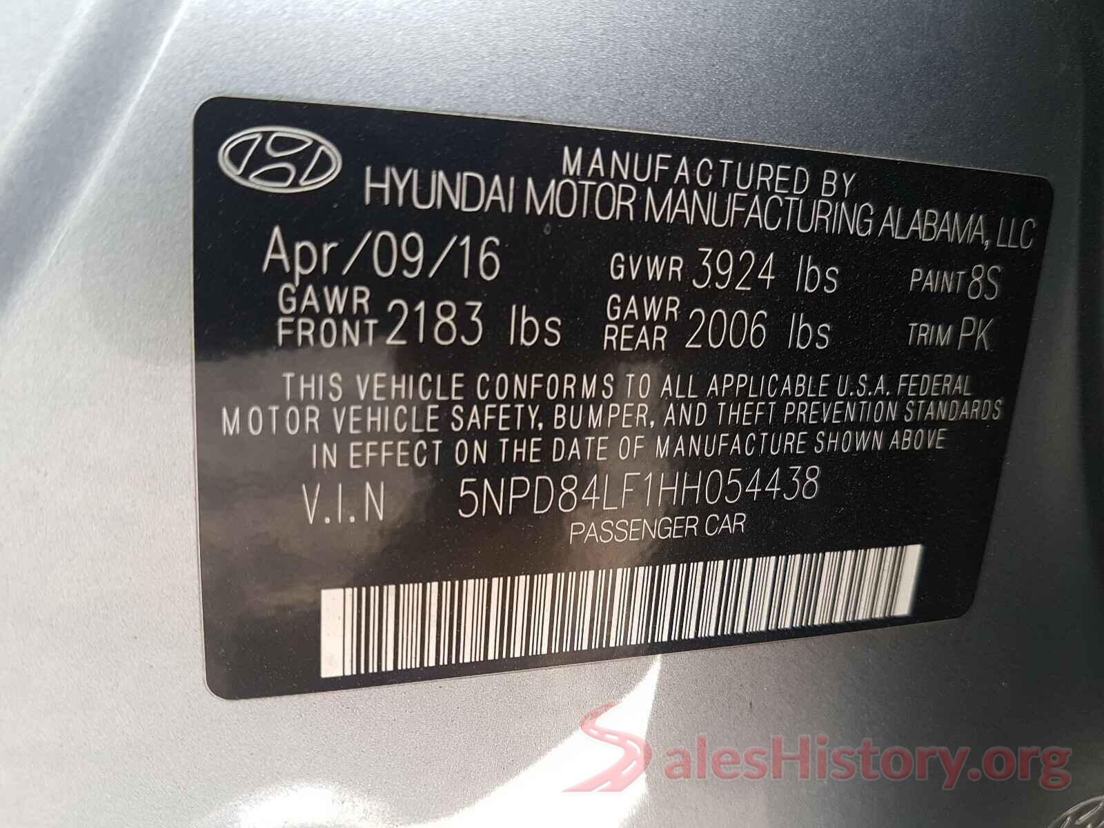 5NPD84LF1HH054438 2017 HYUNDAI ELANTRA