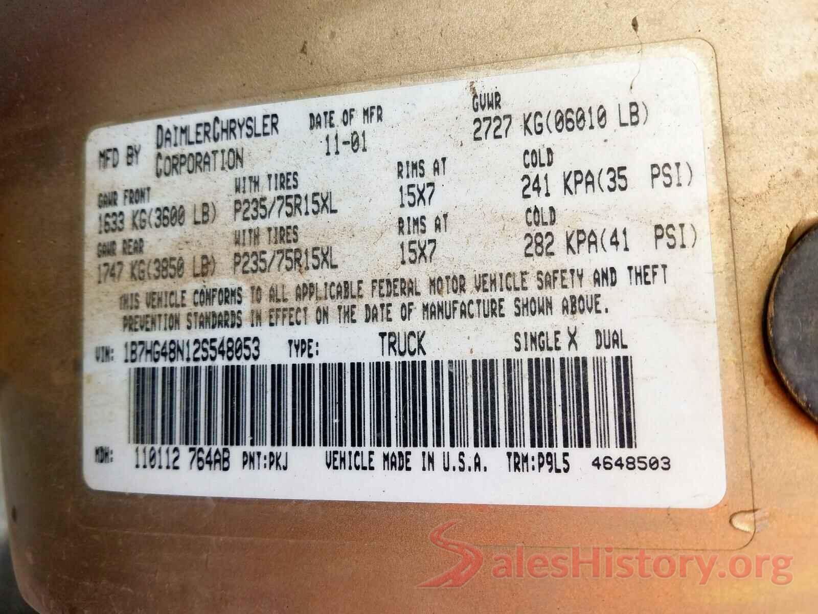 000AL3AP0JC169918 2002 DODGE DAKOTA