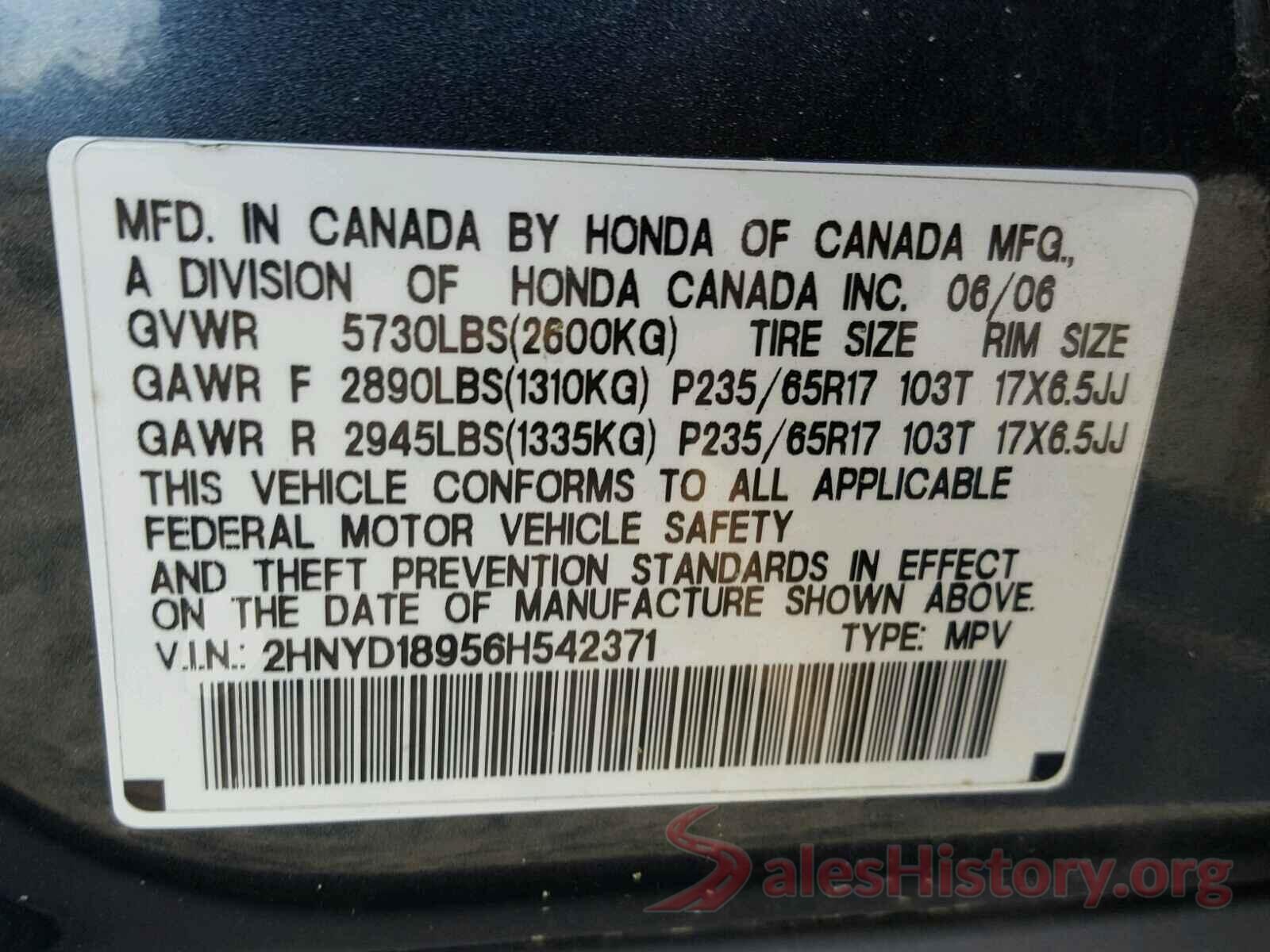 1FADP3K21GL378288 2006 ACURA MDX