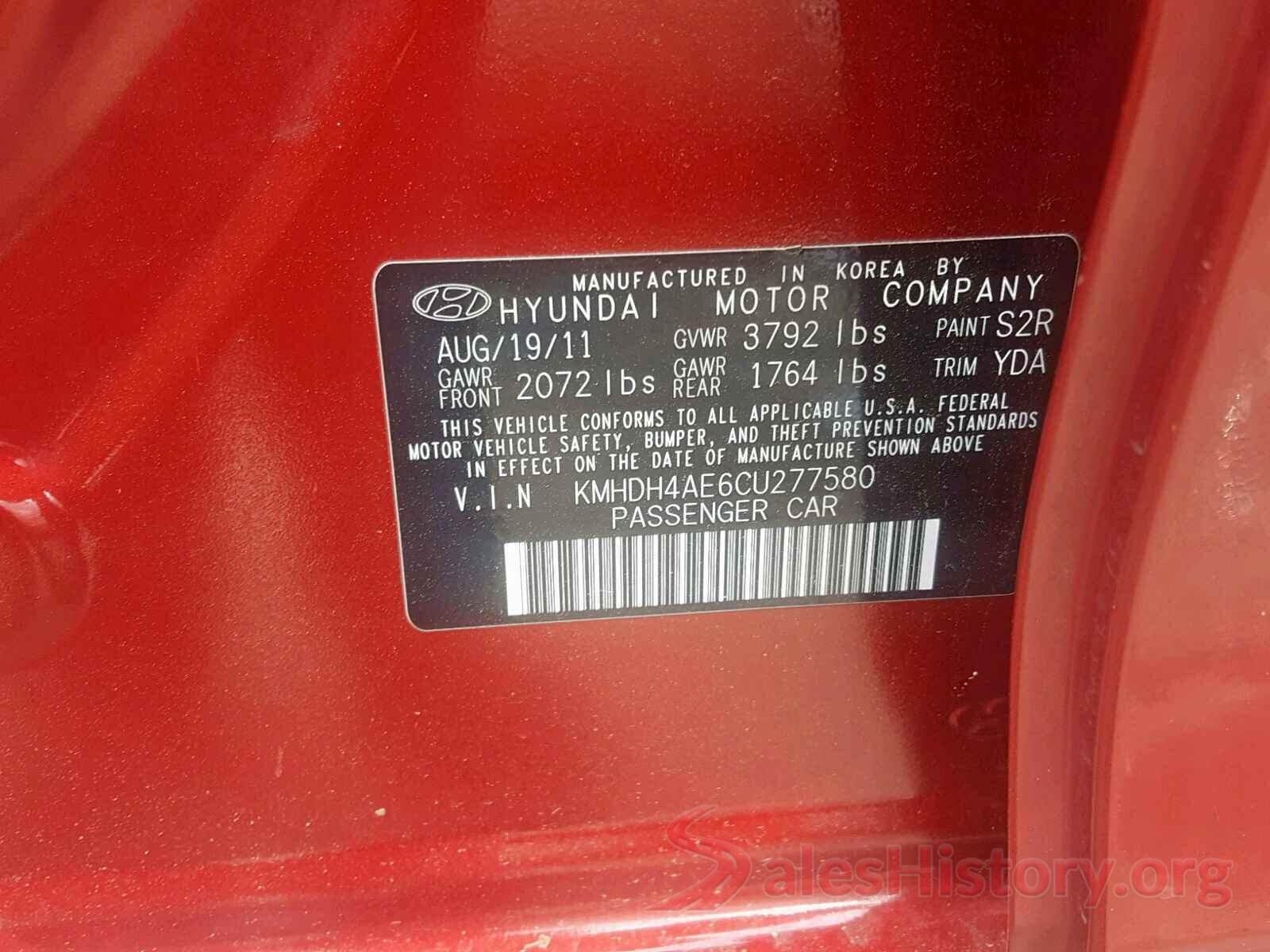 3N6CM0KN3JK698637 2012 HYUNDAI ELANTRA