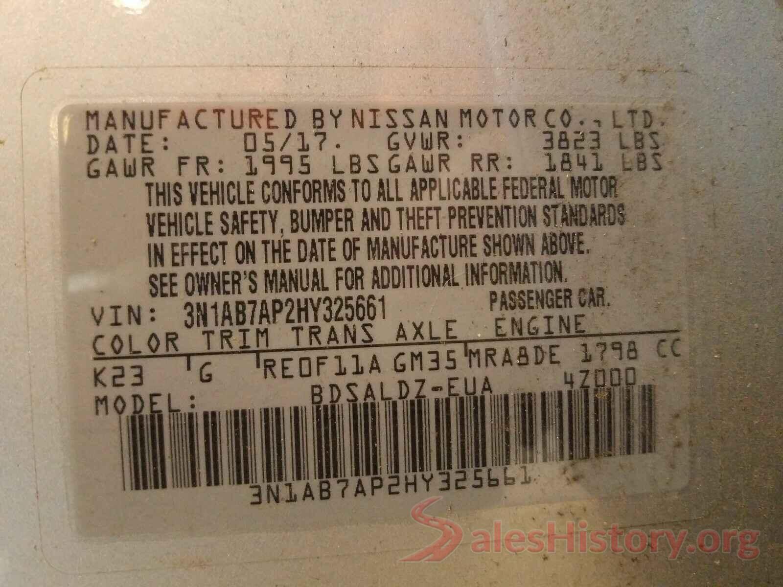 3N1AB7AP2HY325661 2017 NISSAN SENTRA