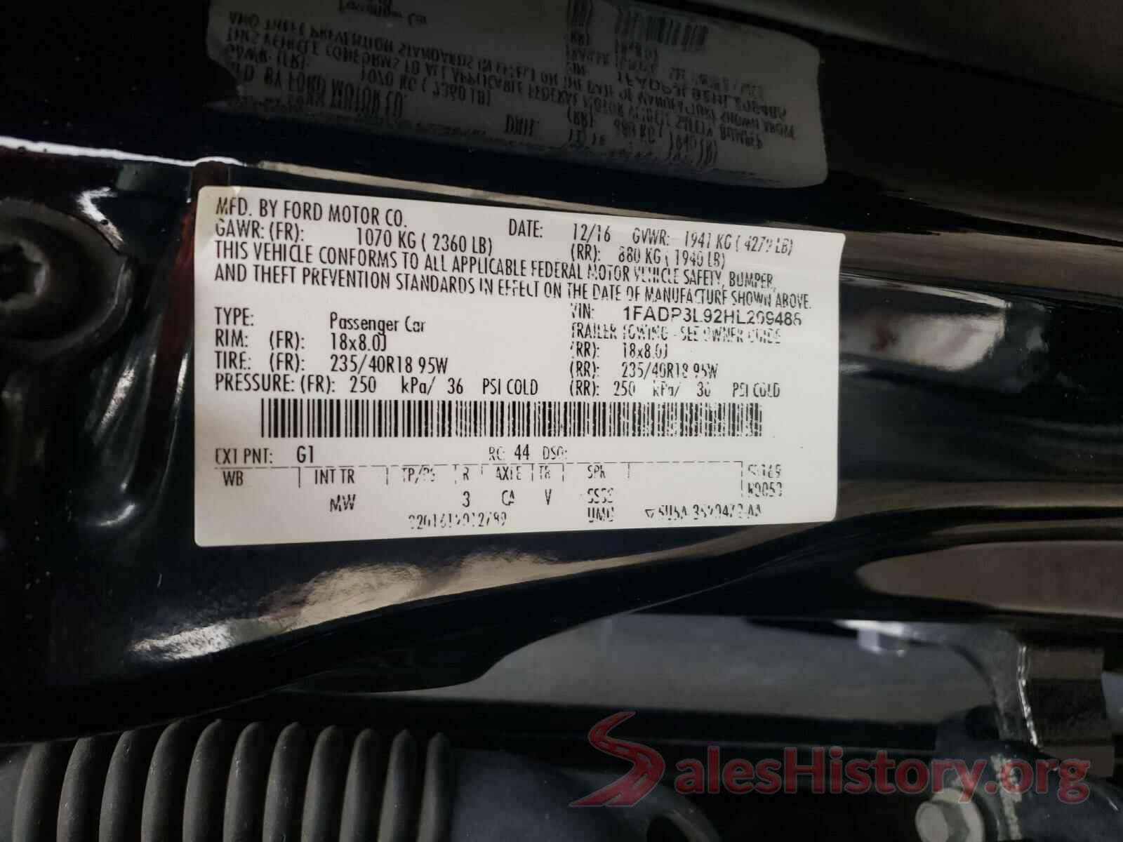 1FADP3L92HL209488 2017 FORD FOCUS