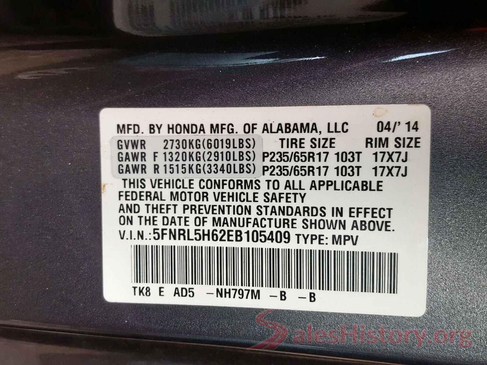 4T1B11HK1KU791261 2014 HONDA ODYSSEY