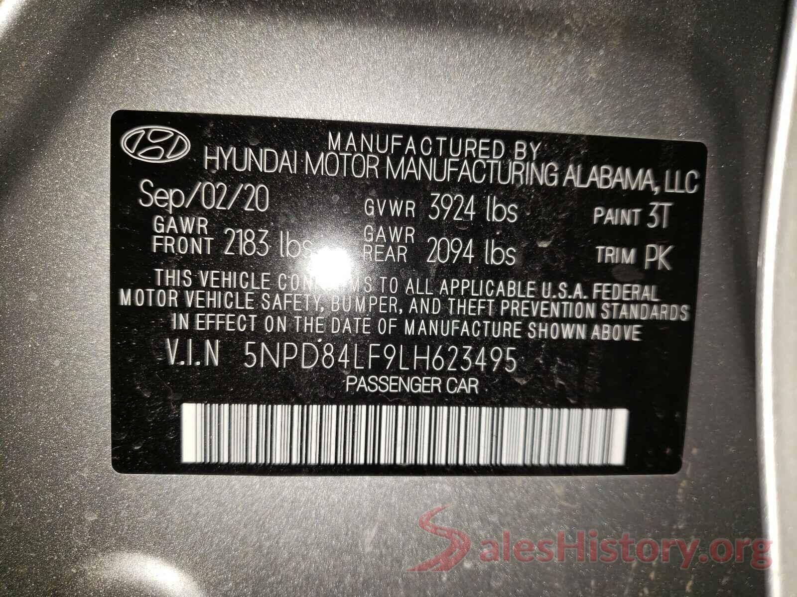 5NPD84LF9LH623495 2020 HYUNDAI ELANTRA