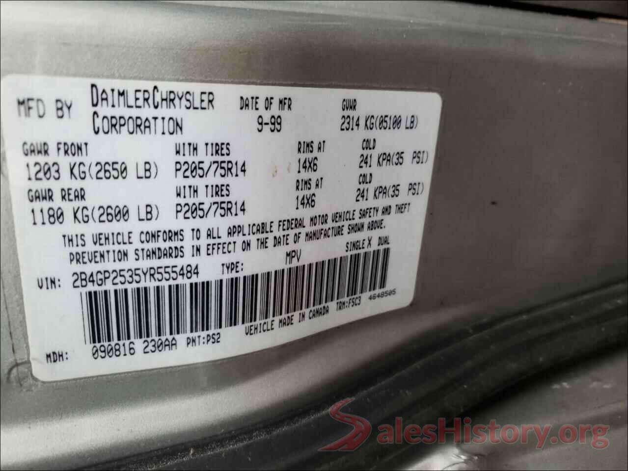 2C4RDGBG0GR341347 2000 DODGE CARAVAN