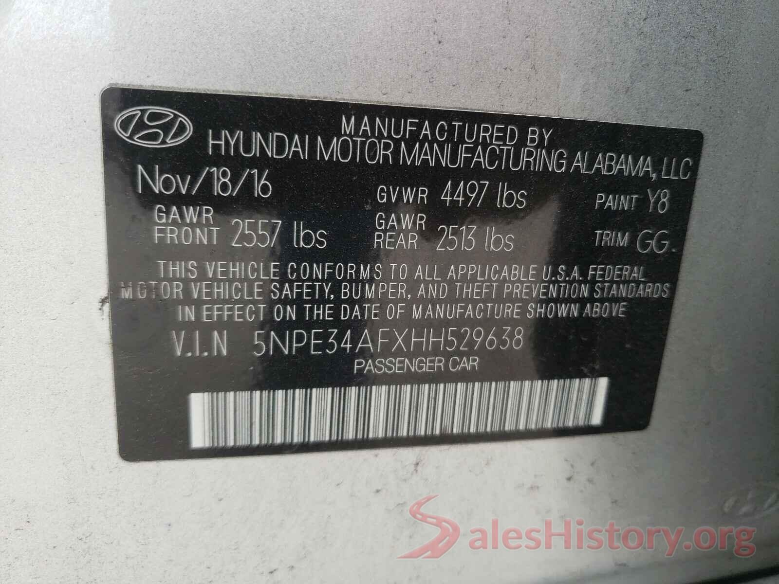 5NPE34AFXHH529638 2017 HYUNDAI SONATA