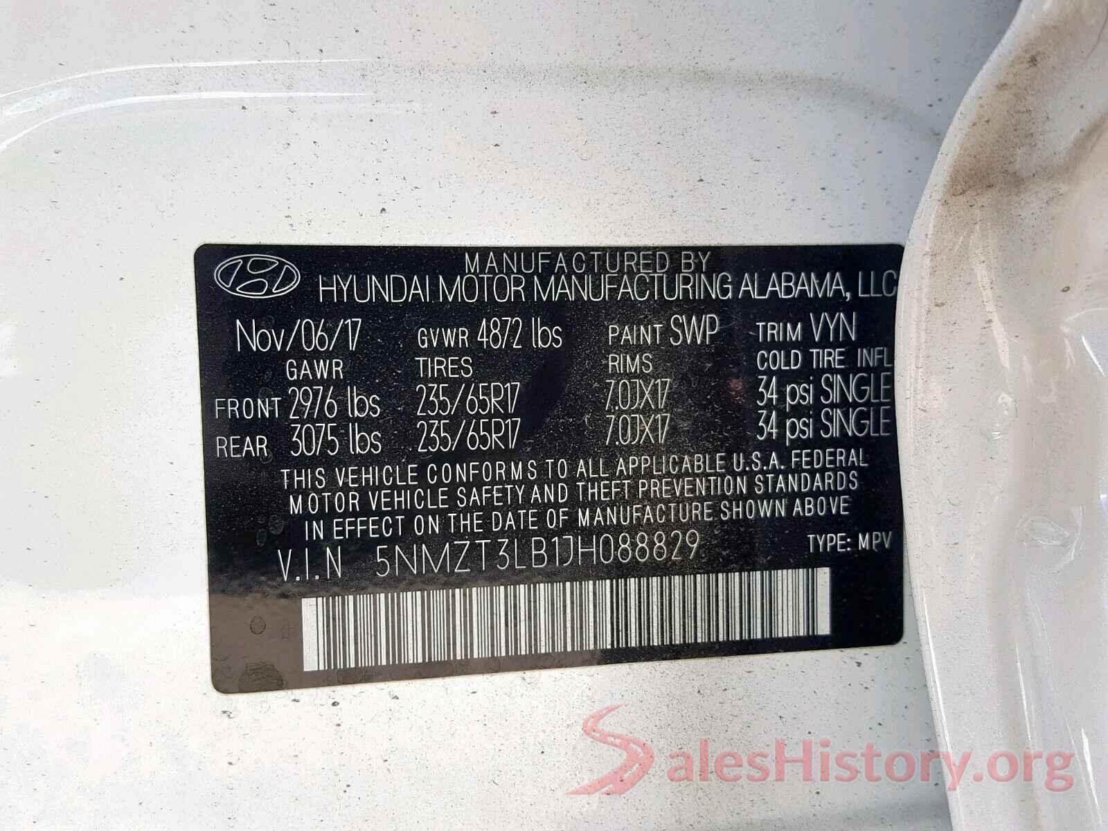 1N4BL4BV0KN307700 2018 HYUNDAI SANTA FE S