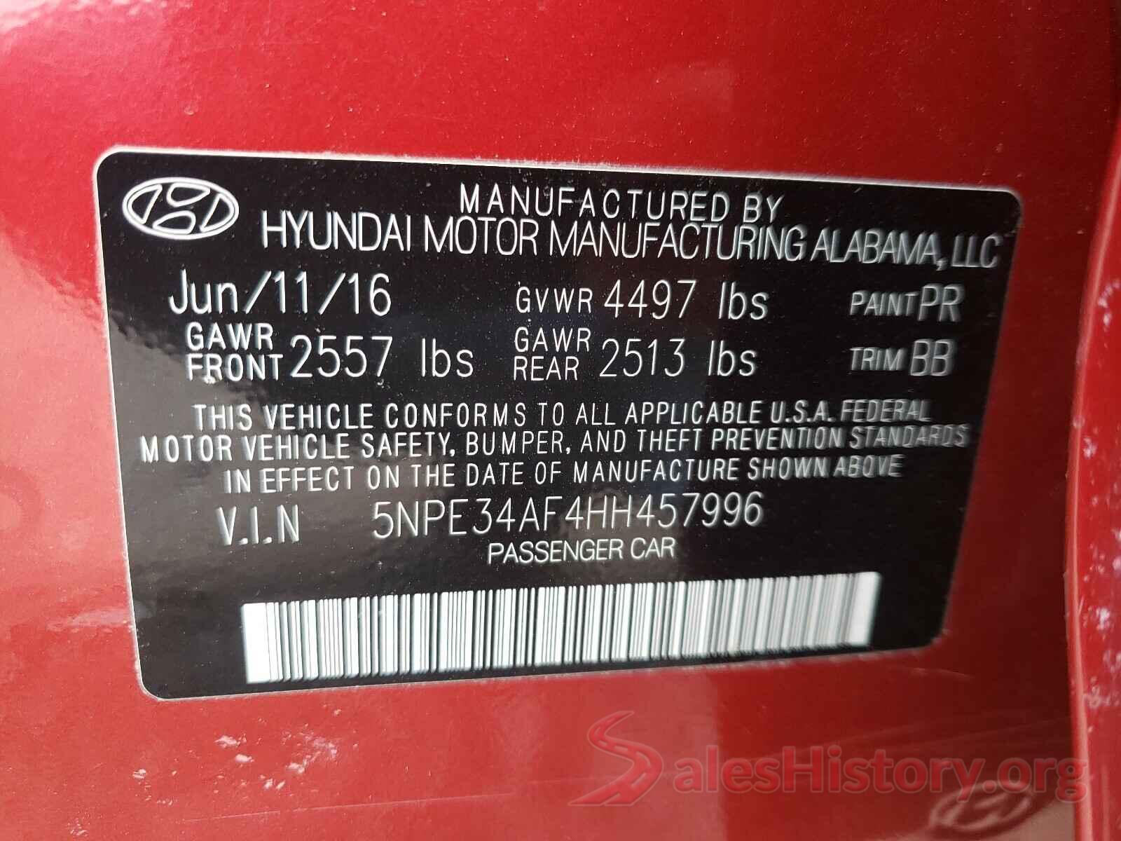 4T1BF1FK6GU600994 2017 HYUNDAI SONATA