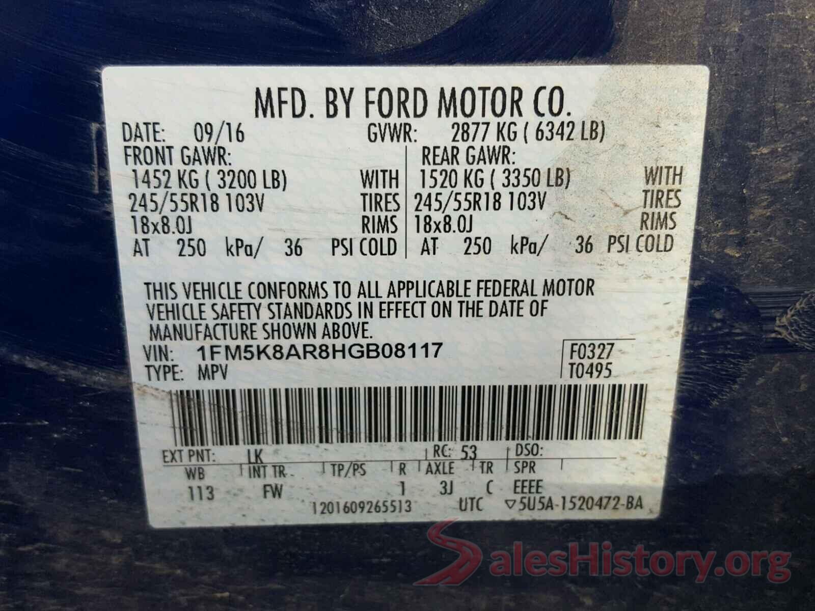 SHHFK7H67KU207705 2017 FORD EXPLORER