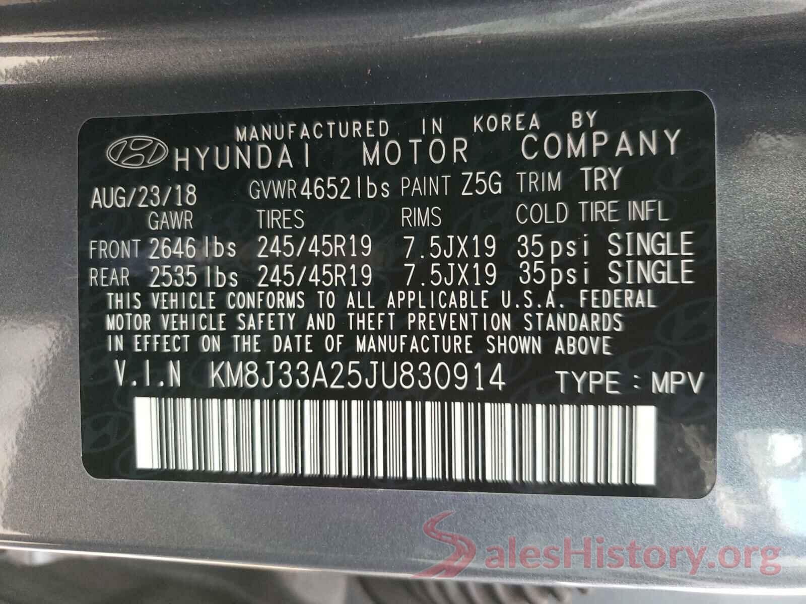 KM8J33A25JU830914 2018 HYUNDAI TUCSON