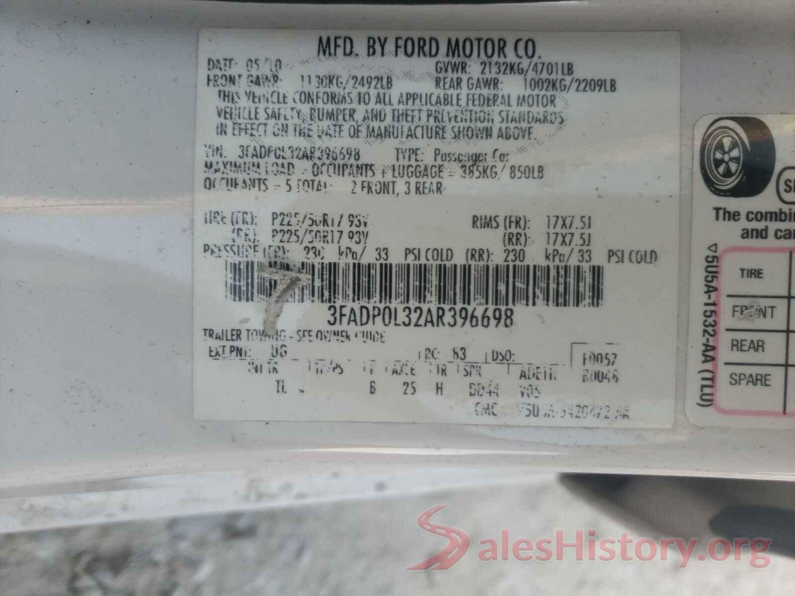 NM0LS7F78G1239141 2010 FORD FUSION