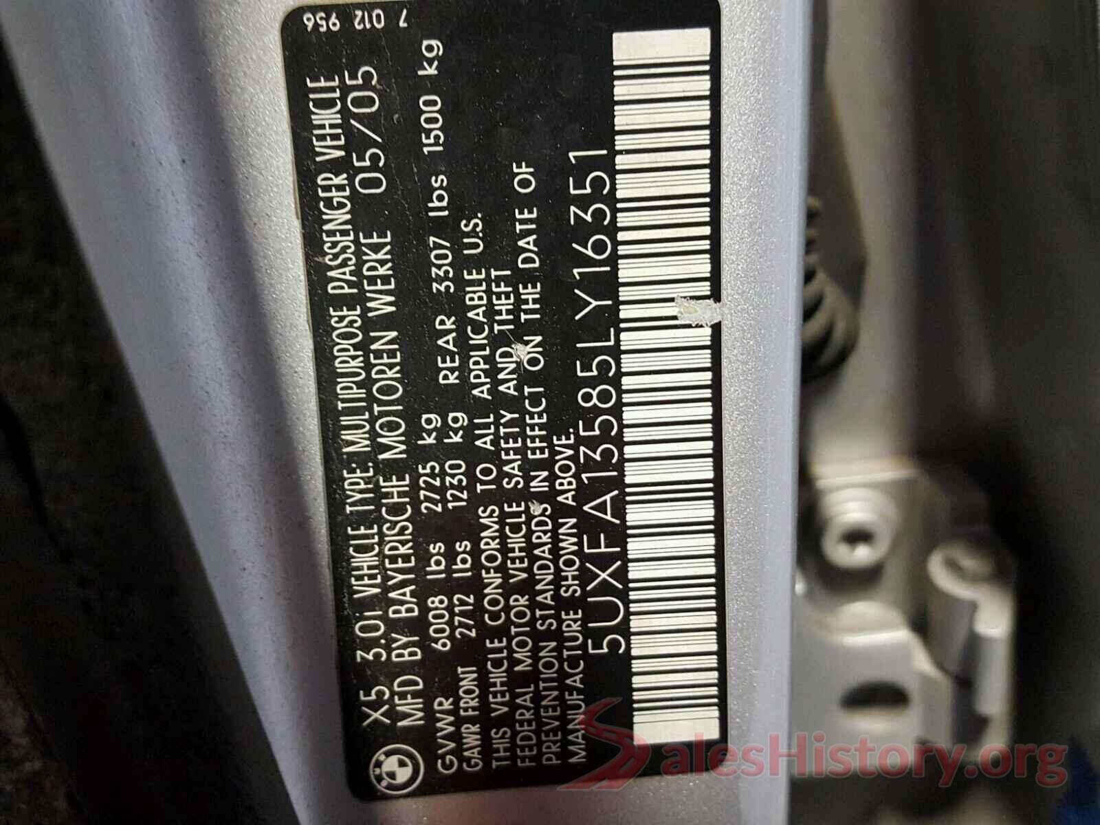 1G1FH3D74L0135765 2005 BMW X5