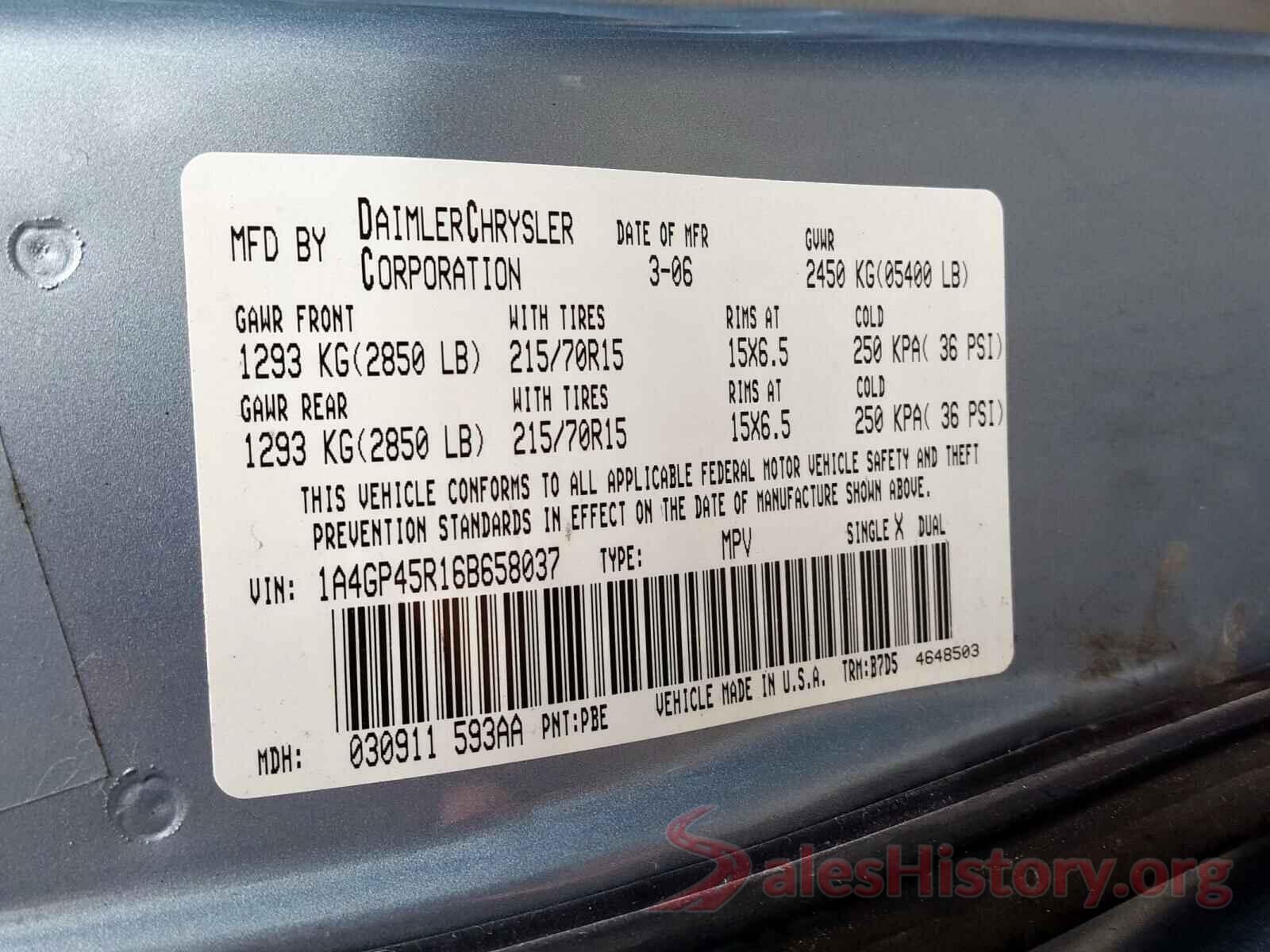 3FA6P0LU7GR342257 2006 CHRYSLER MINIVAN