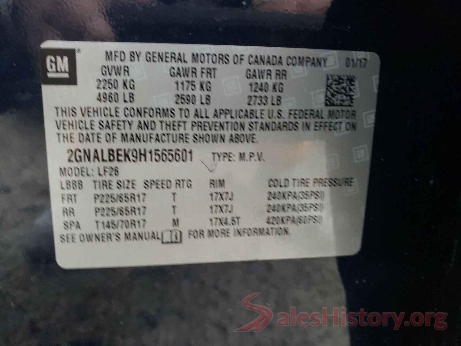 2GNALBEK9H1565601 2017 CHEVROLET EQUINOX