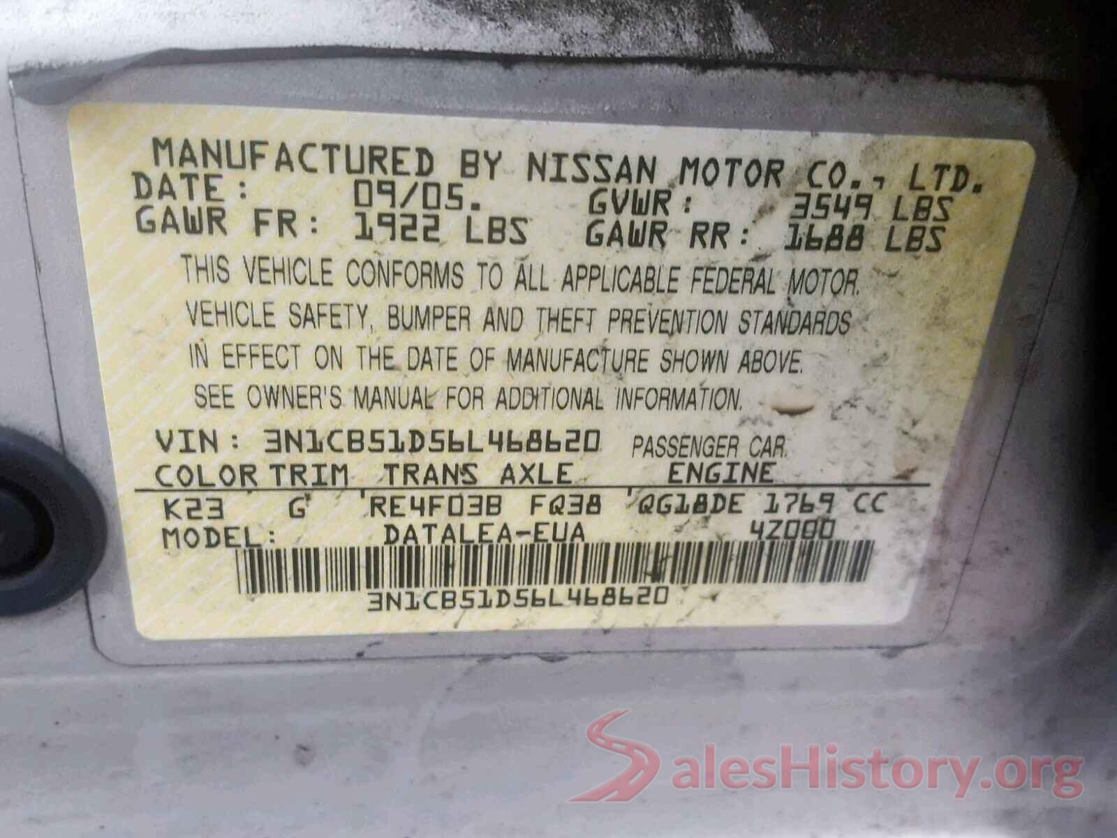 5YFEPMAE3MP164468 2006 NISSAN SENTRA