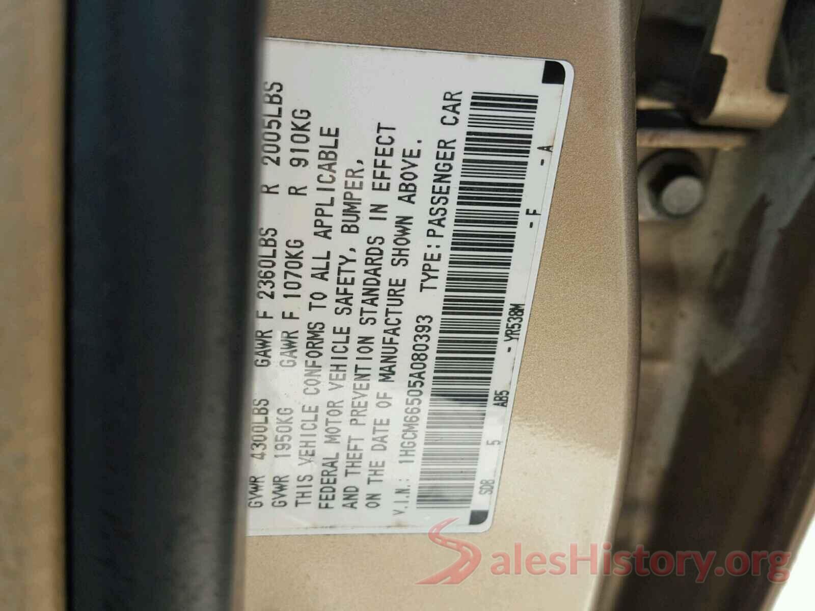 2HGFC1F9XGH631102 2005 HONDA ACCORD