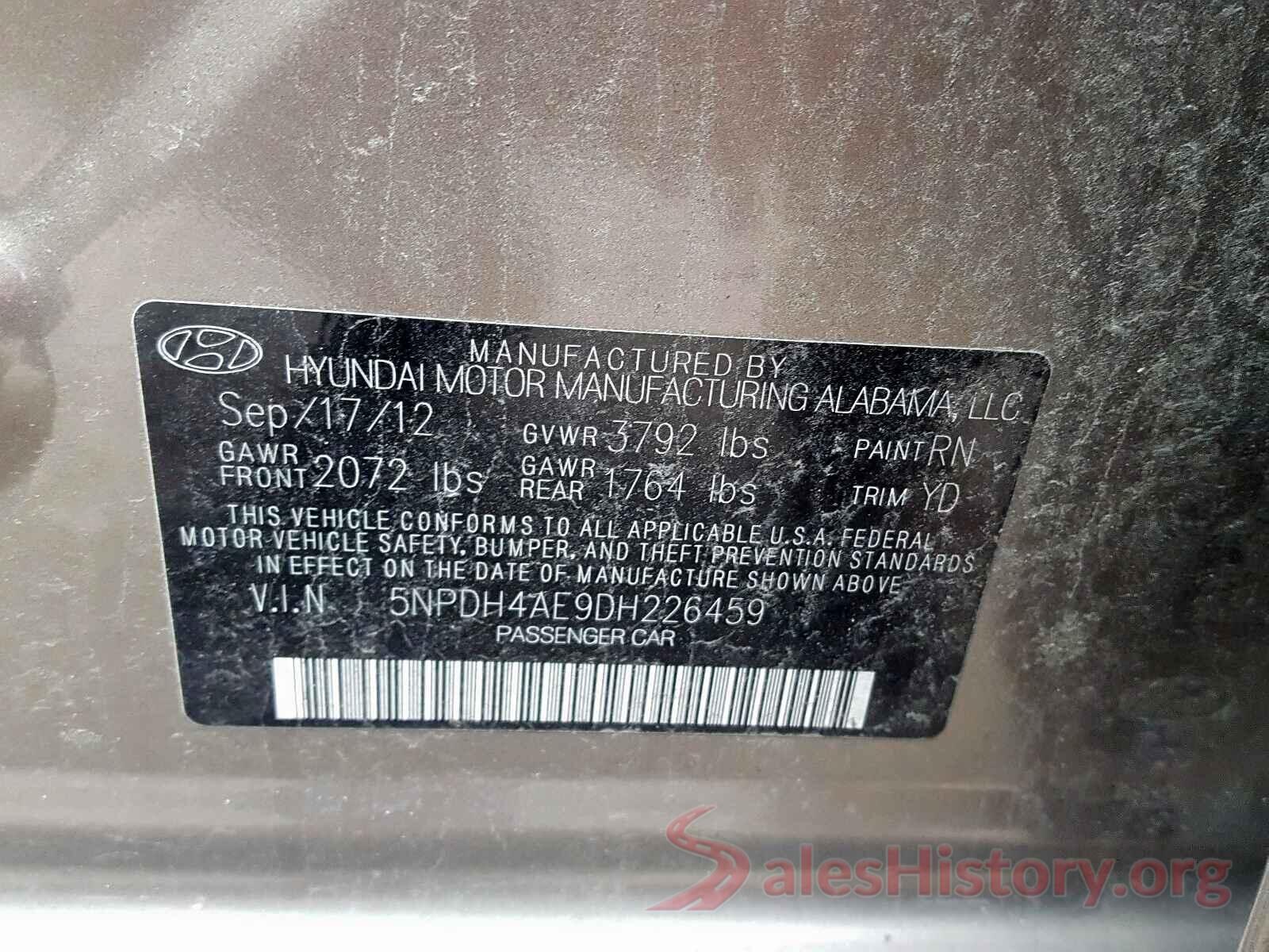 5N1DR2MM1HC632642 2013 HYUNDAI ELANTRA