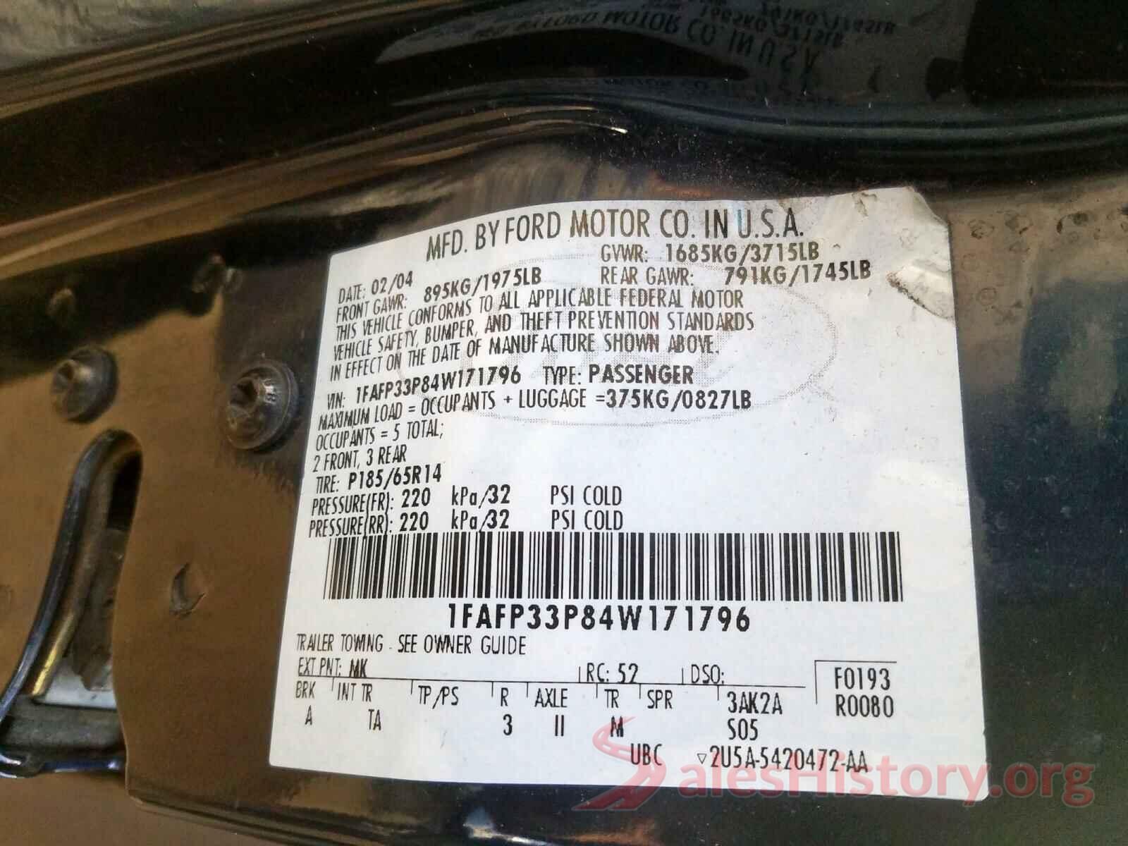 SHHFK7H97JU304119 2004 FORD FOCUS