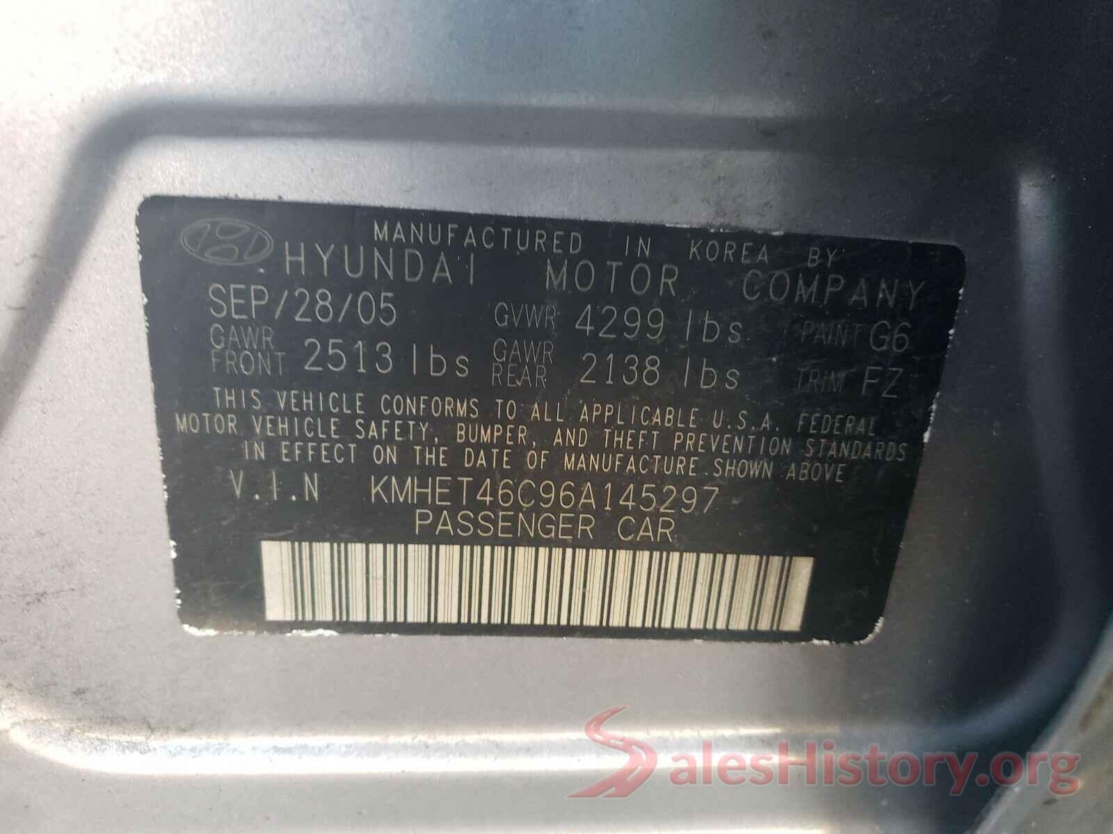 2T1BURHE2HC942506 2006 HYUNDAI SONATA