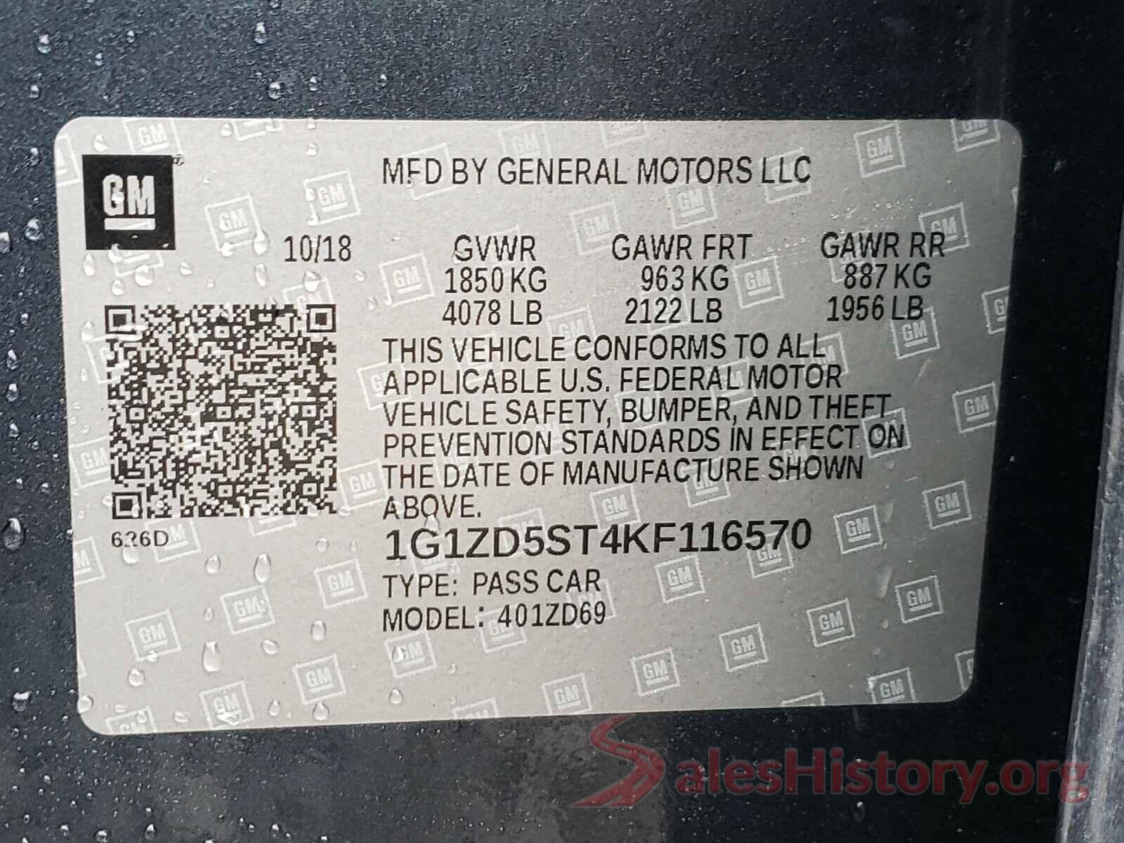 1G1ZD5ST4KF116570 2019 CHEVROLET MALIBU