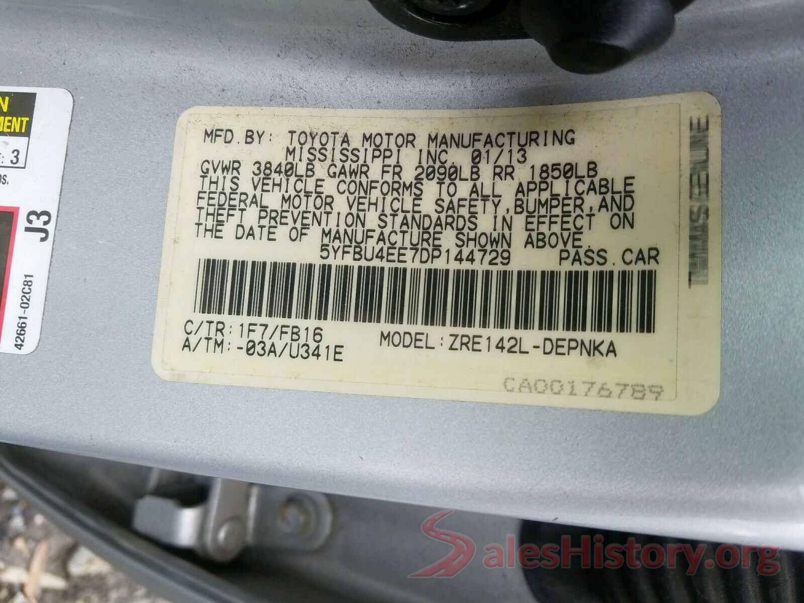 5TDDZRFH8KS974205 2013 TOYOTA COROLLA