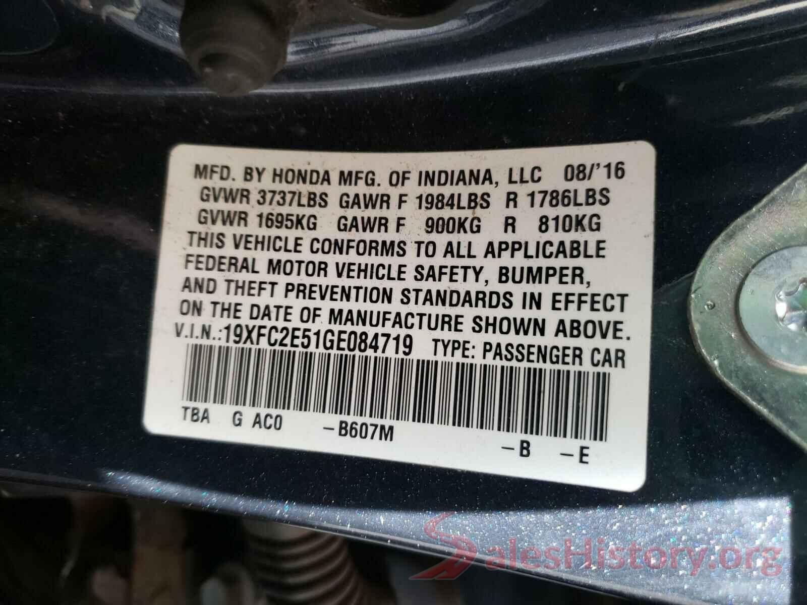 19XFC2E51GE084719 2016 HONDA CIVIC