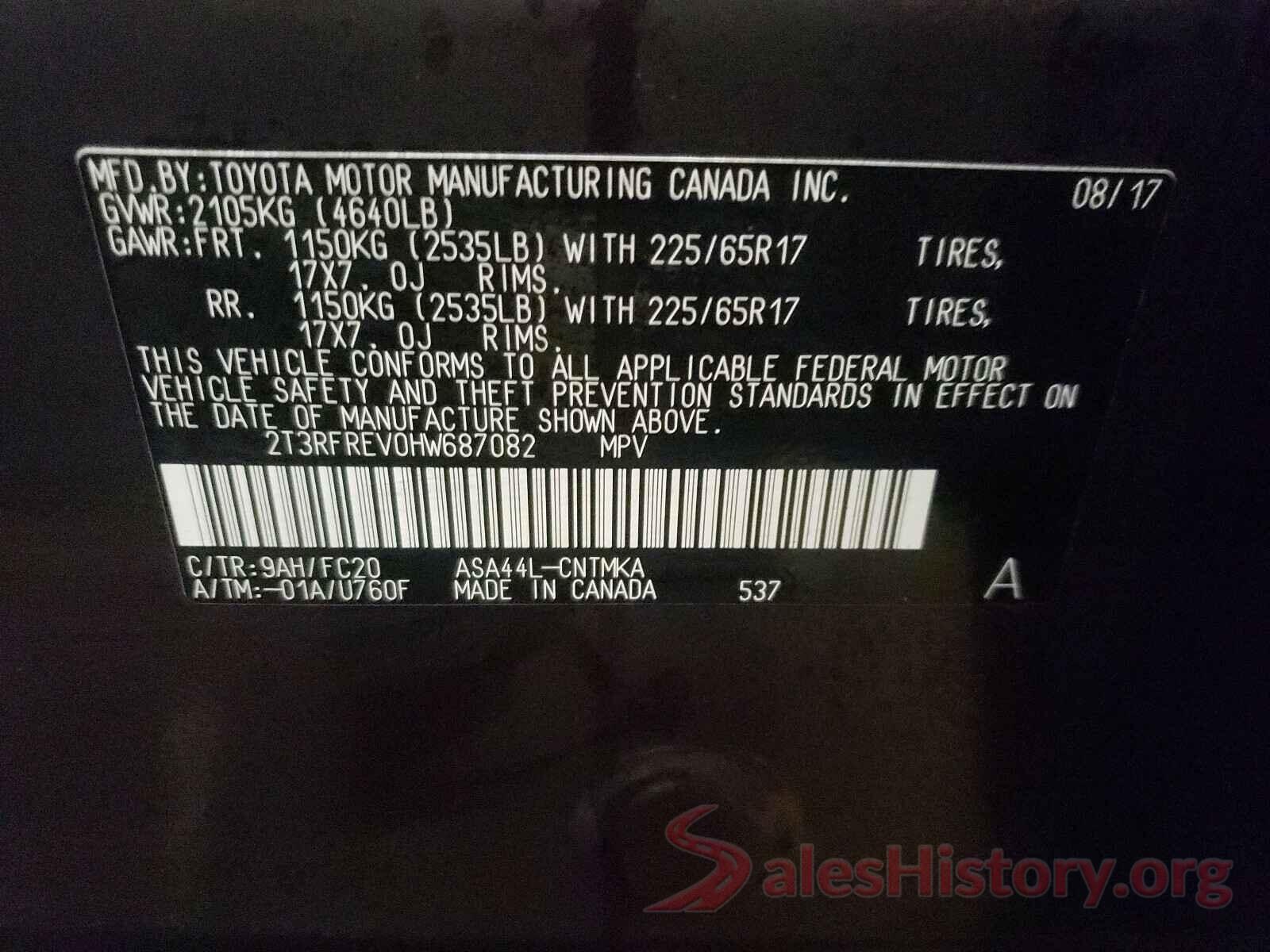 2T3RFREV0HW687082 2017 TOYOTA RAV4