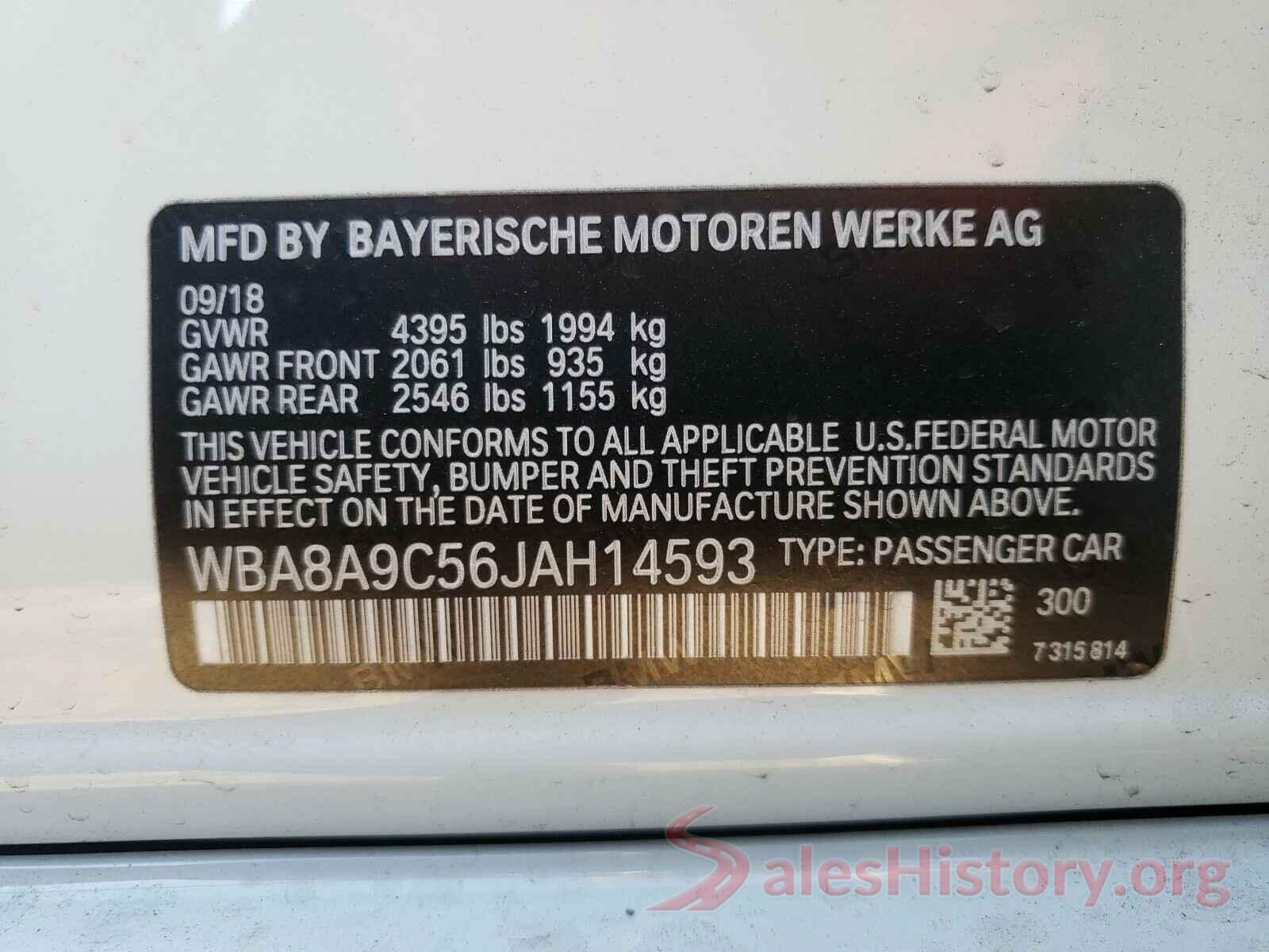 WBA8A9C56JAH14593 2018 BMW 3 SERIES