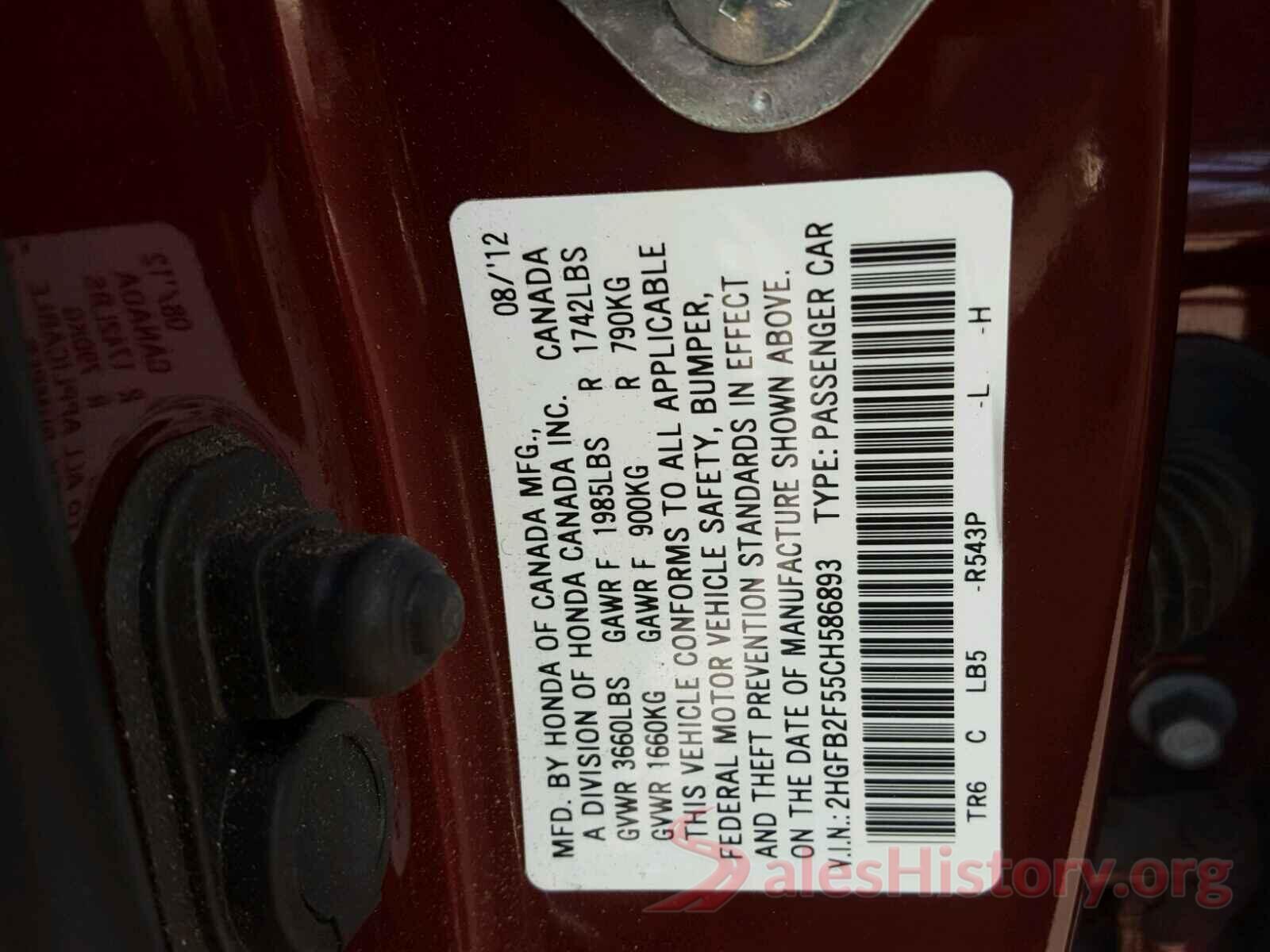 3TMAZ5CN8MM148964 2012 HONDA CIVIC