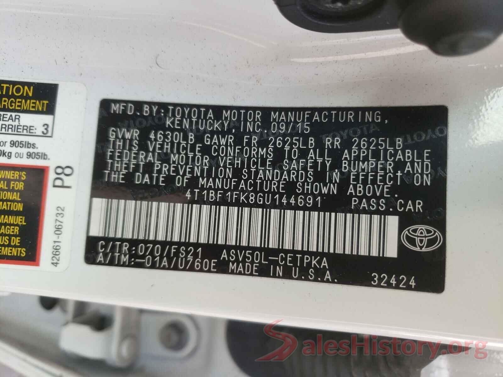 4T1BF1FK8GU144691 2016 TOYOTA CAMRY